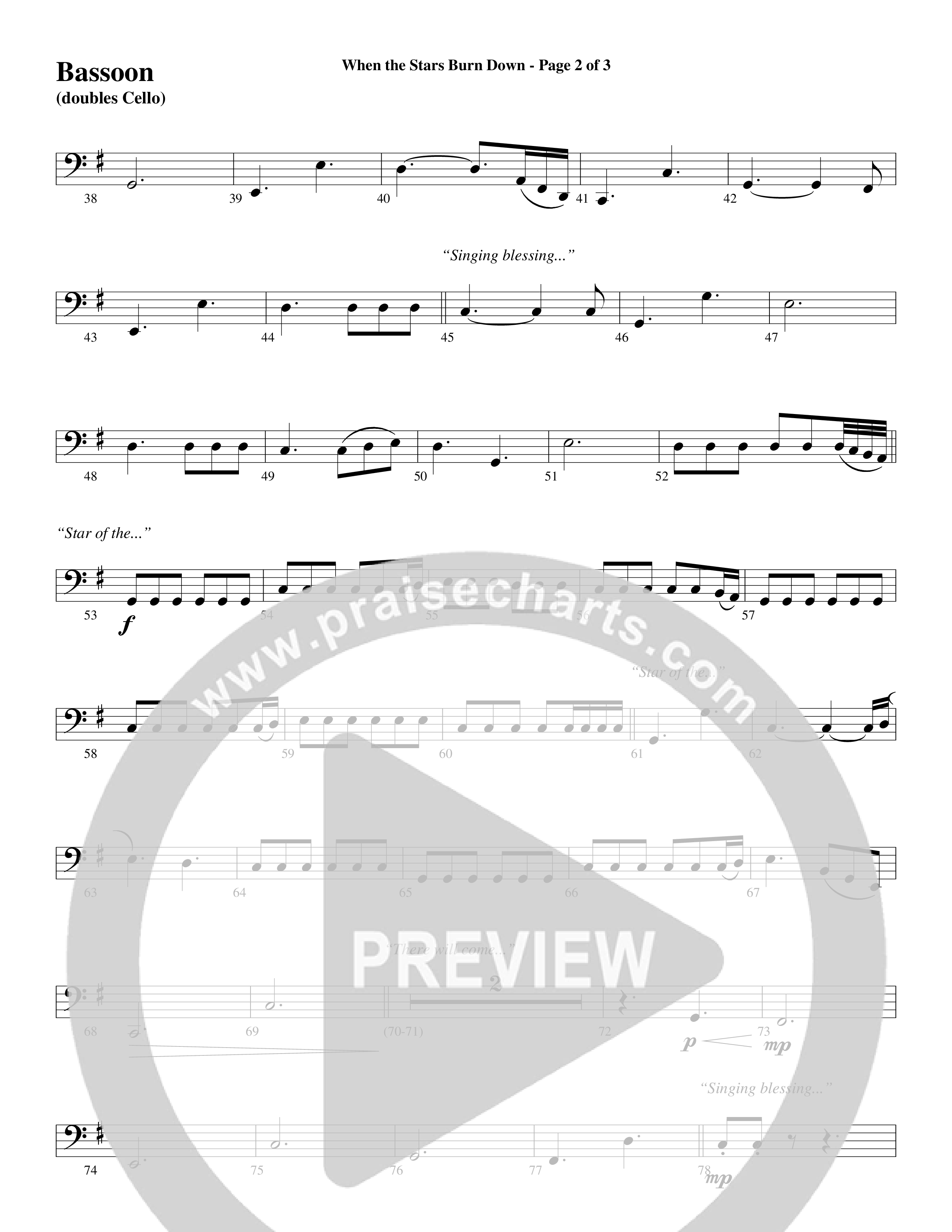 When The Stars Burn Down (Choral Anthem SATB) Bassoon (Word Music Choral / Arr. Daniel Semsen)