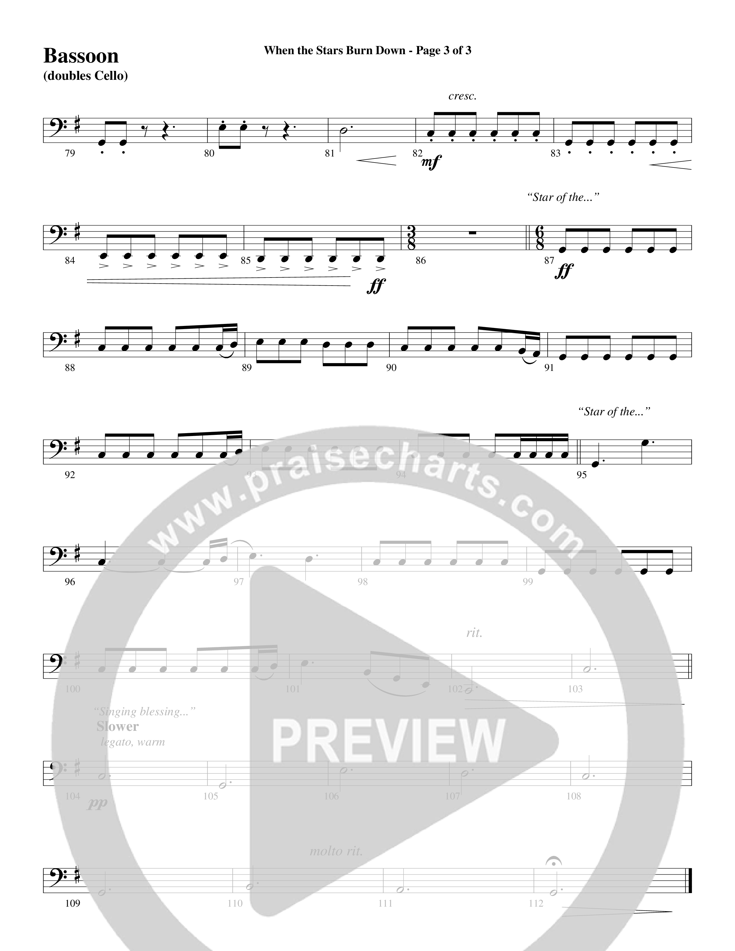 When The Stars Burn Down (Choral Anthem SATB) Bassoon (Word Music Choral / Arr. Daniel Semsen)
