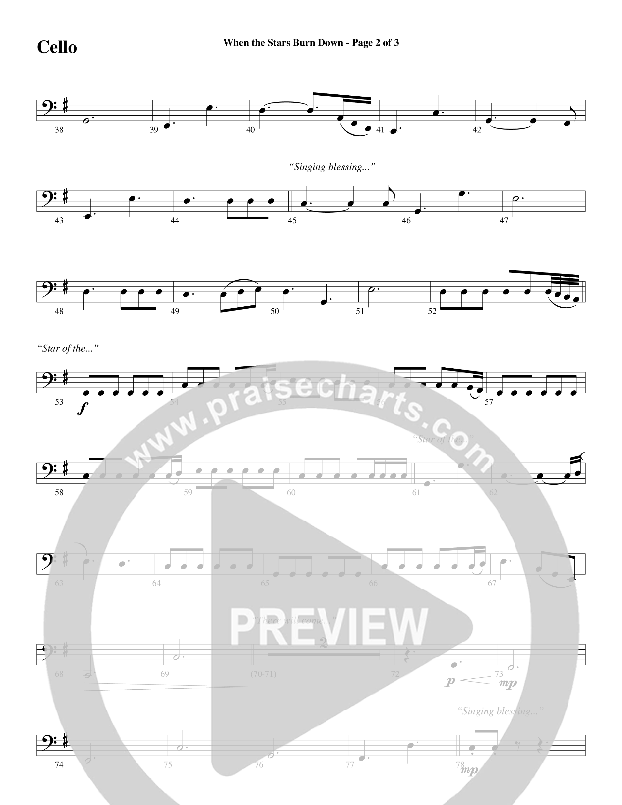 When The Stars Burn Down (Choral Anthem SATB) Cello (Word Music Choral / Arr. Daniel Semsen)