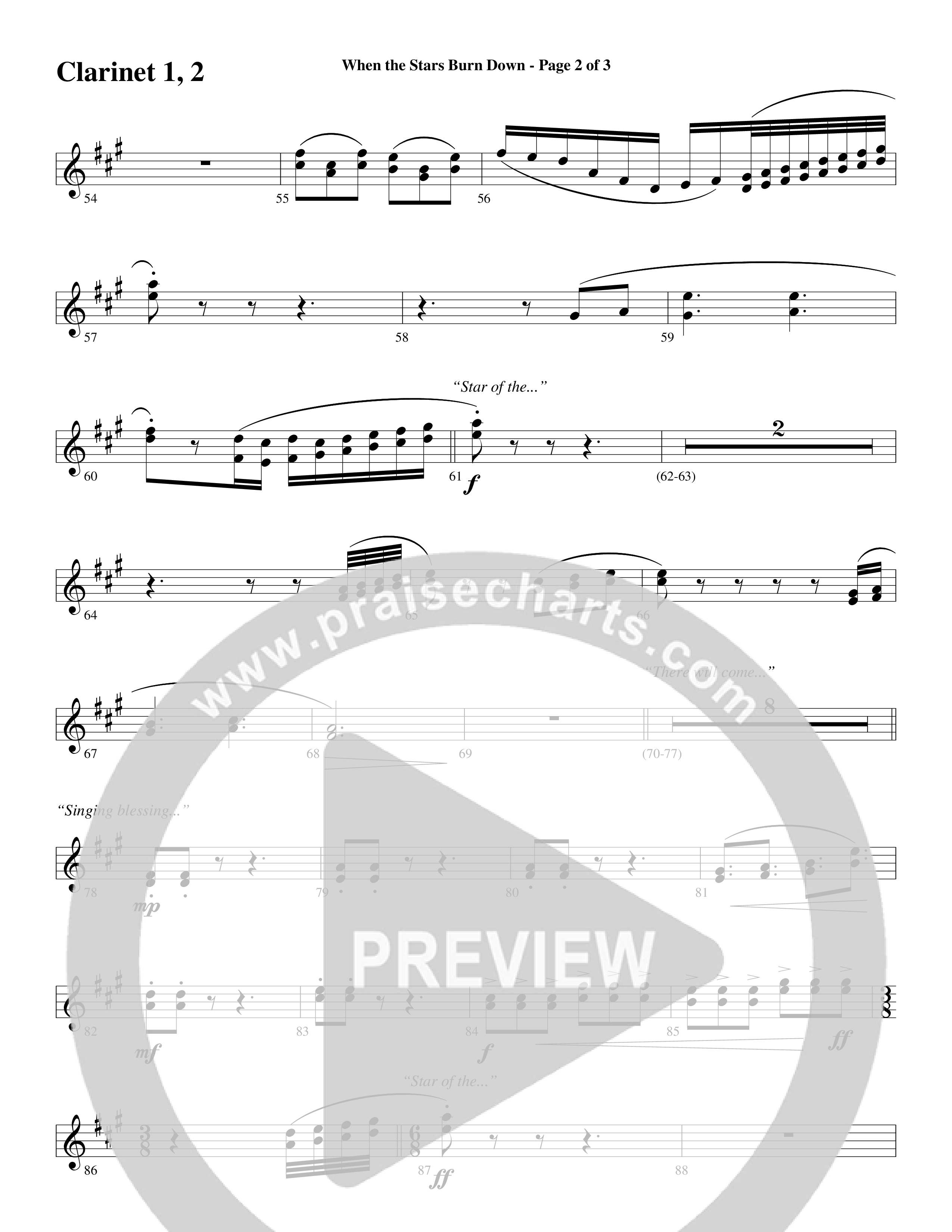 When The Stars Burn Down (Choral Anthem SATB) Clarinet (Word Music Choral / Arr. Daniel Semsen)