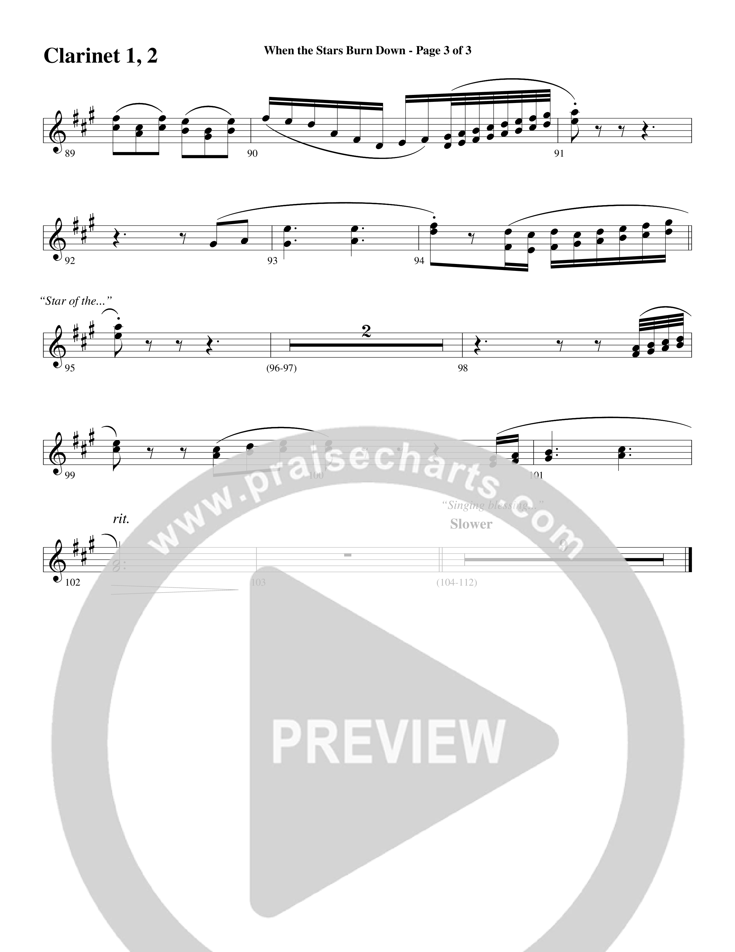 When The Stars Burn Down (Choral Anthem SATB) Clarinet (Word Music Choral / Arr. Daniel Semsen)