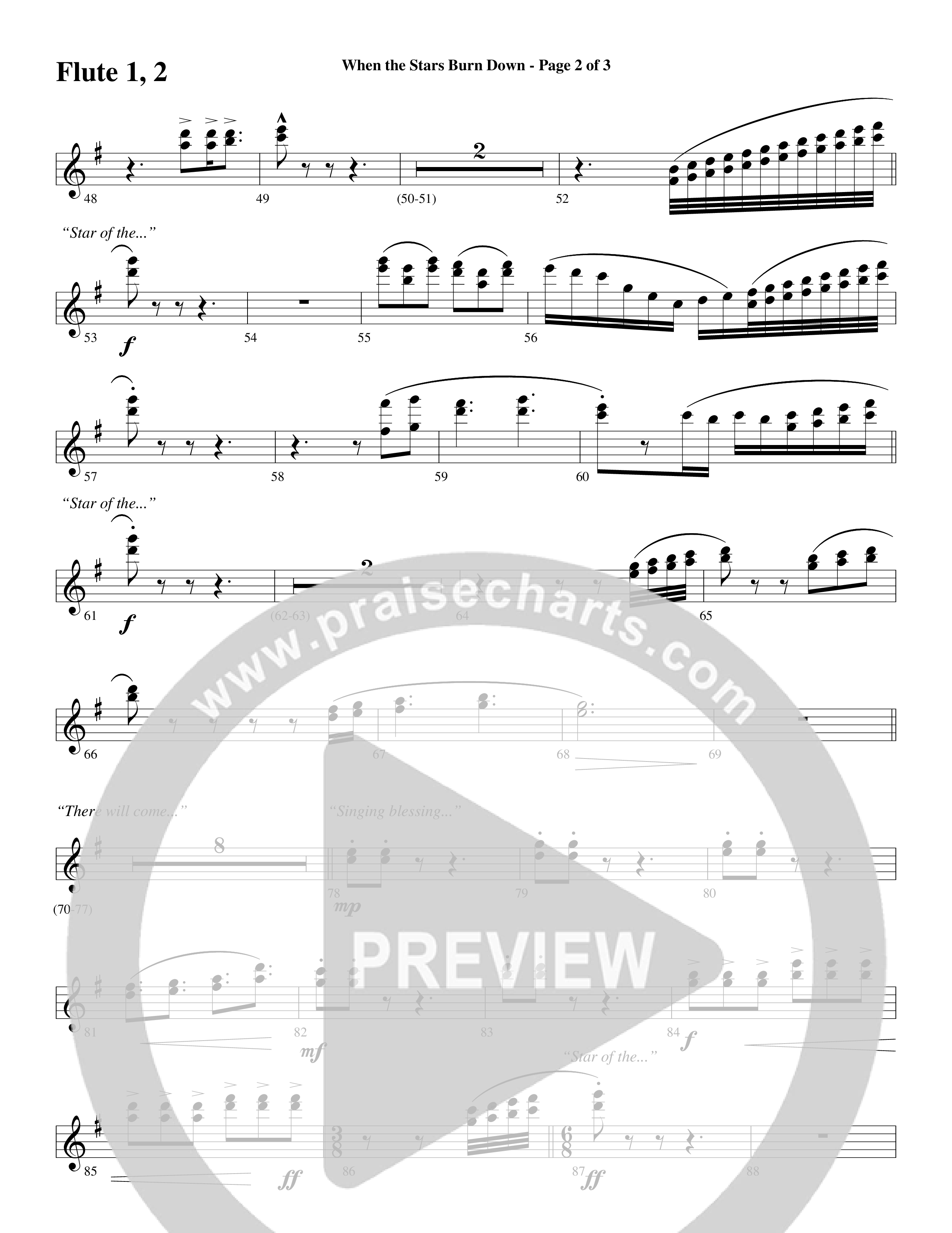 When The Stars Burn Down (Choral Anthem SATB) Flute 1/2 (Word Music Choral / Arr. Daniel Semsen)