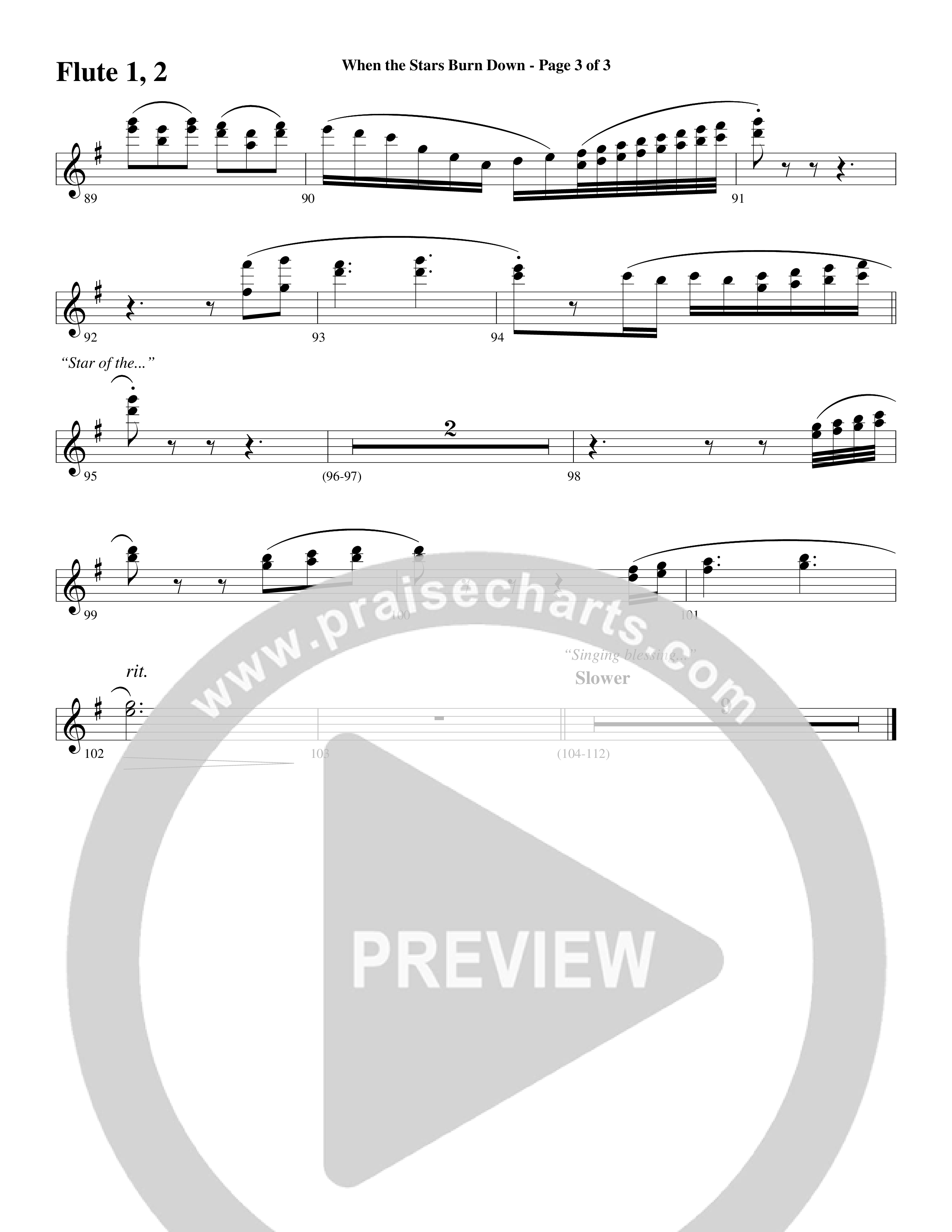 When The Stars Burn Down (Choral Anthem SATB) Flute 1/2 (Word Music Choral / Arr. Daniel Semsen)