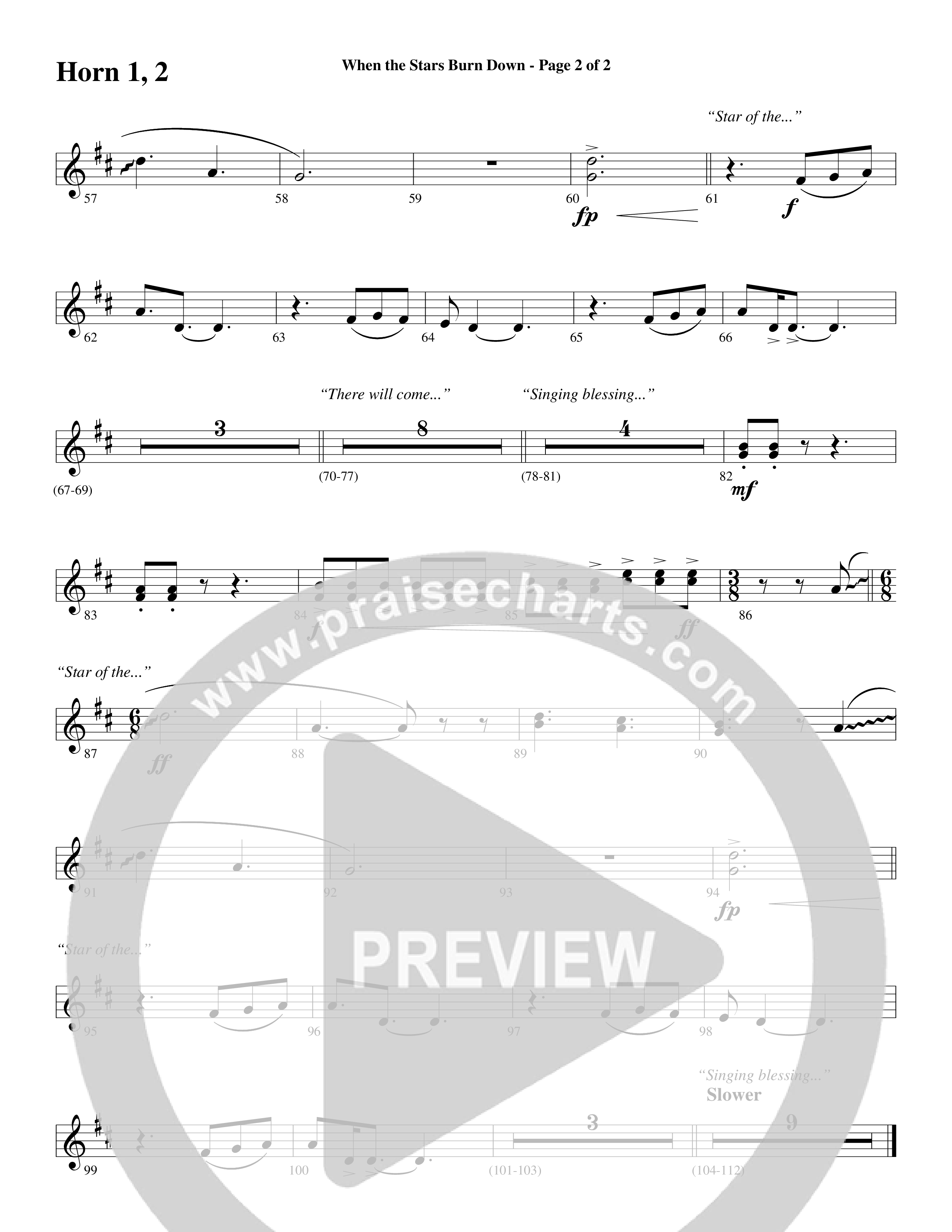 When The Stars Burn Down (Choral Anthem SATB) French Horn 1/2 (Word Music Choral / Arr. Daniel Semsen)