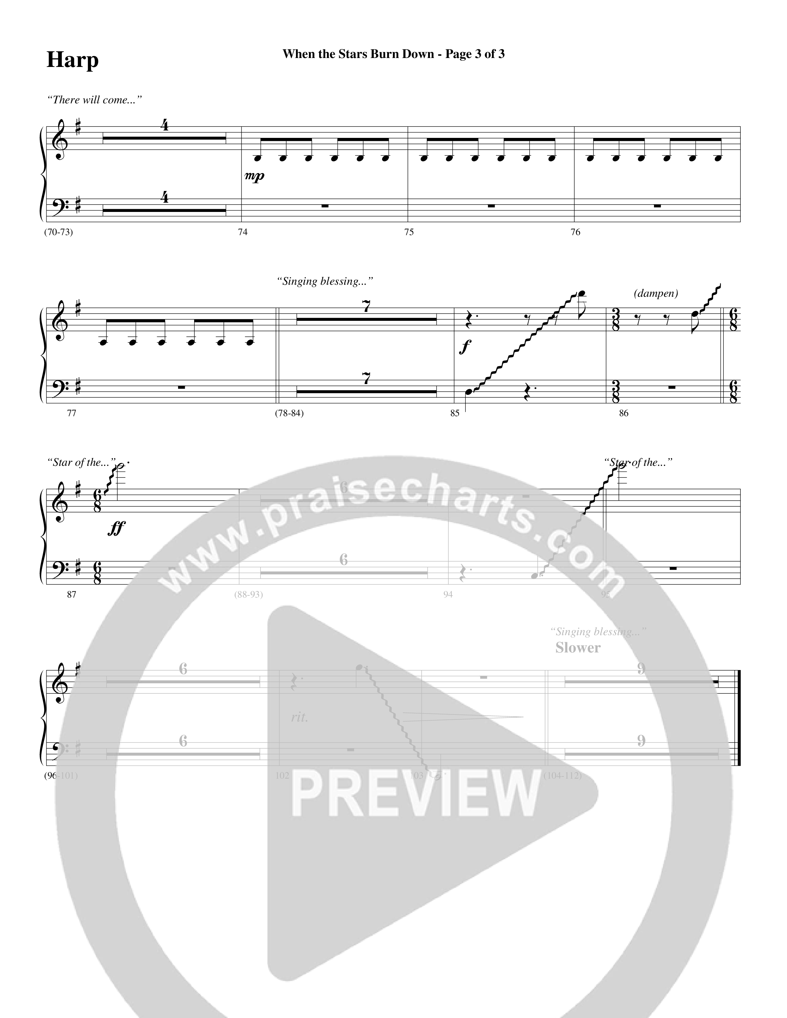 When The Stars Burn Down (Choral Anthem SATB) Harp (Word Music Choral / Arr. Daniel Semsen)