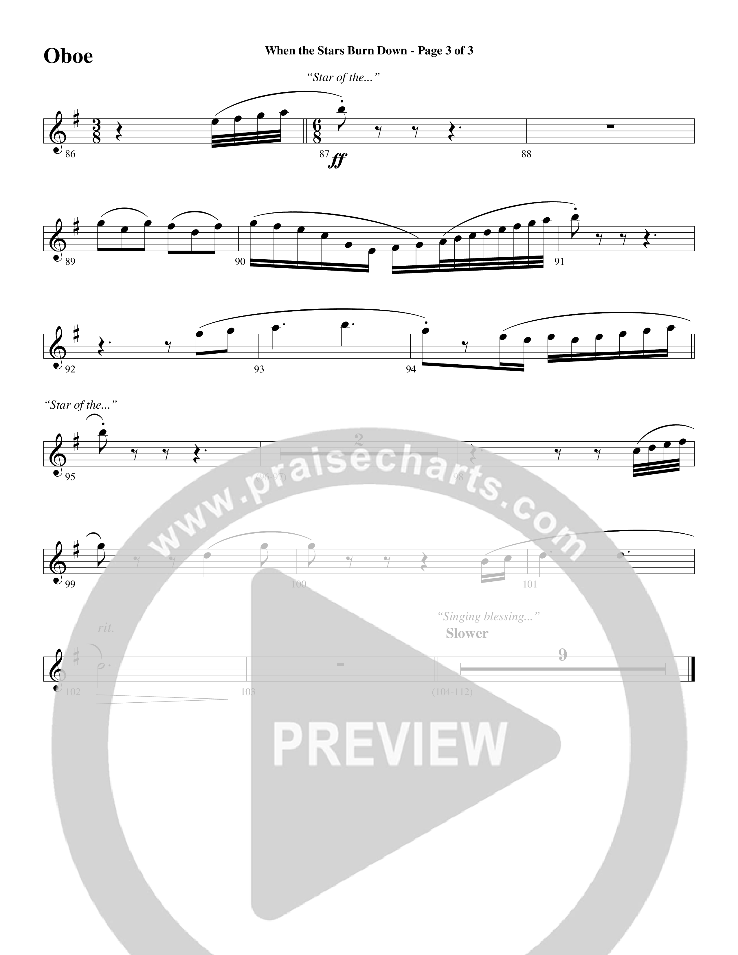 When The Stars Burn Down (Choral Anthem SATB) Oboe (Word Music Choral / Arr. Daniel Semsen)