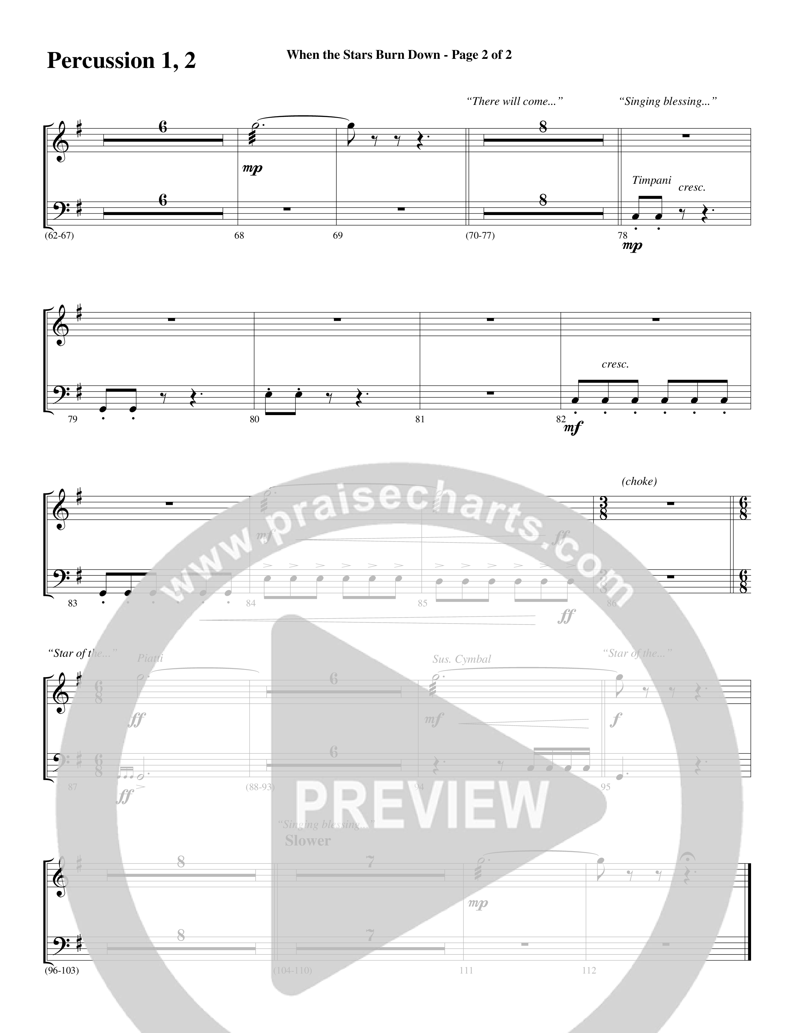When The Stars Burn Down (Choral Anthem SATB) Percussion 1/2 (Word Music Choral / Arr. Daniel Semsen)