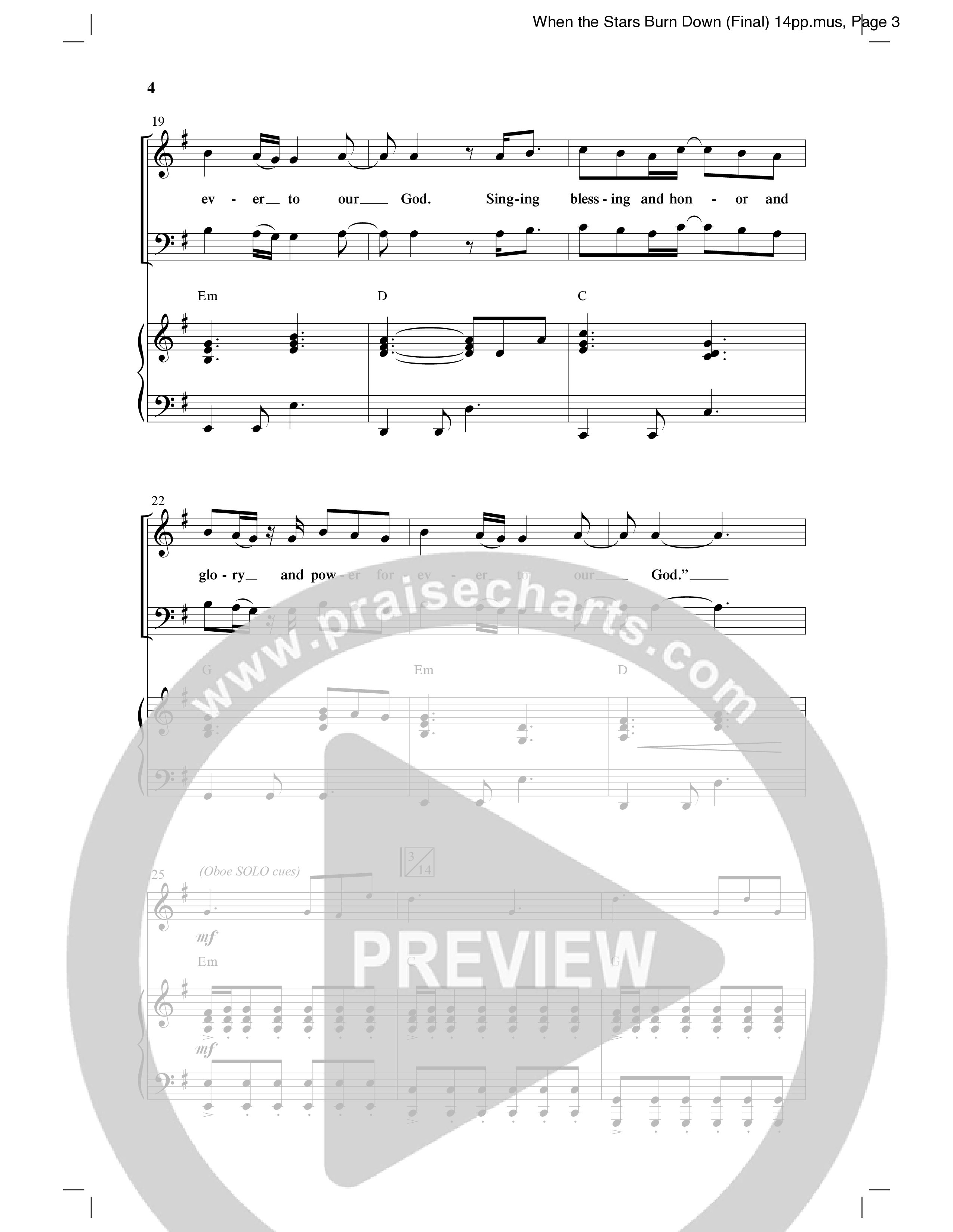 When The Stars Burn Down (Choral Anthem SATB) Anthem (SATB/Piano) (Word Music Choral / Arr. Daniel Semsen)