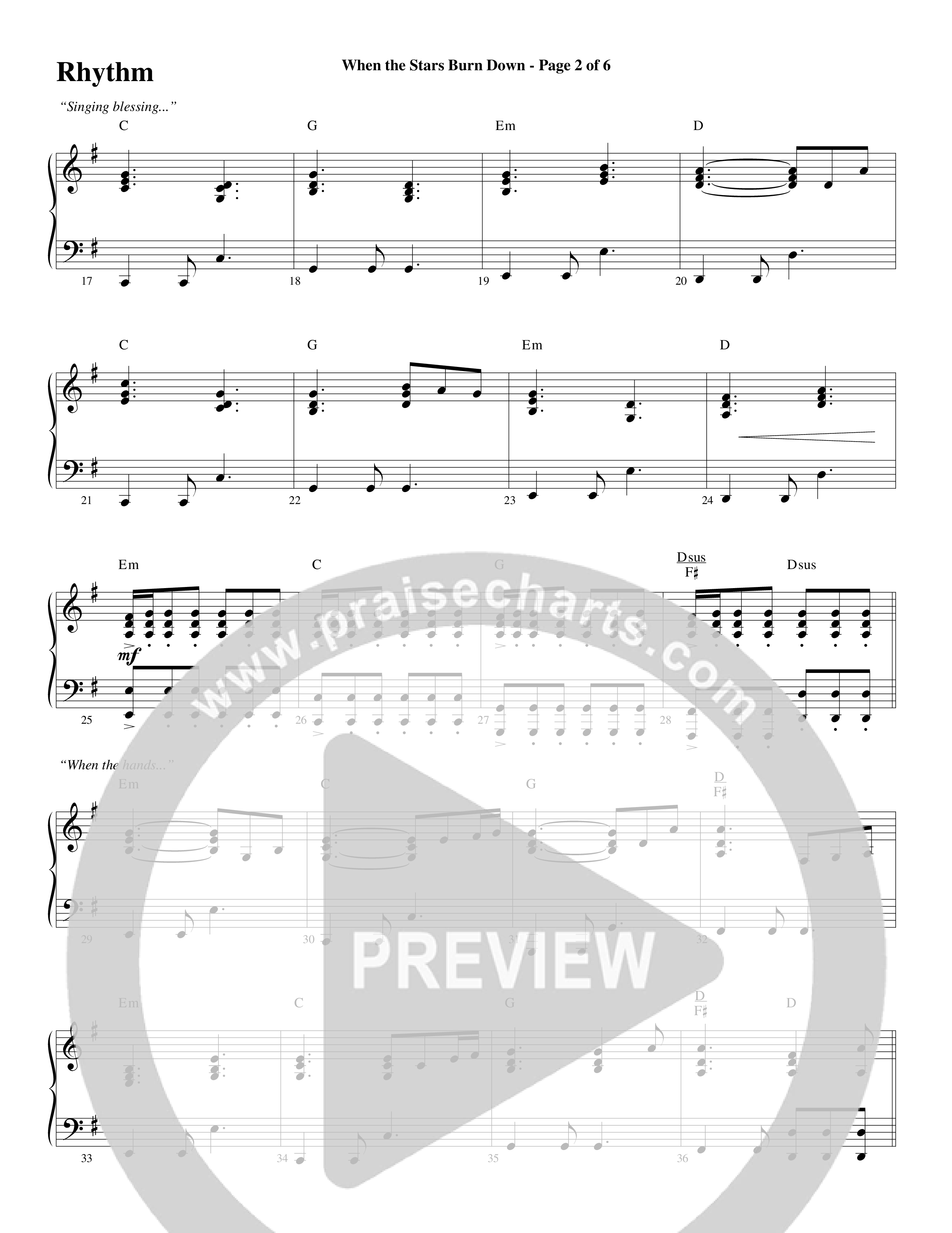 When The Stars Burn Down (Choral Anthem SATB) Rhythm Chart (Word Music Choral / Arr. Daniel Semsen)
