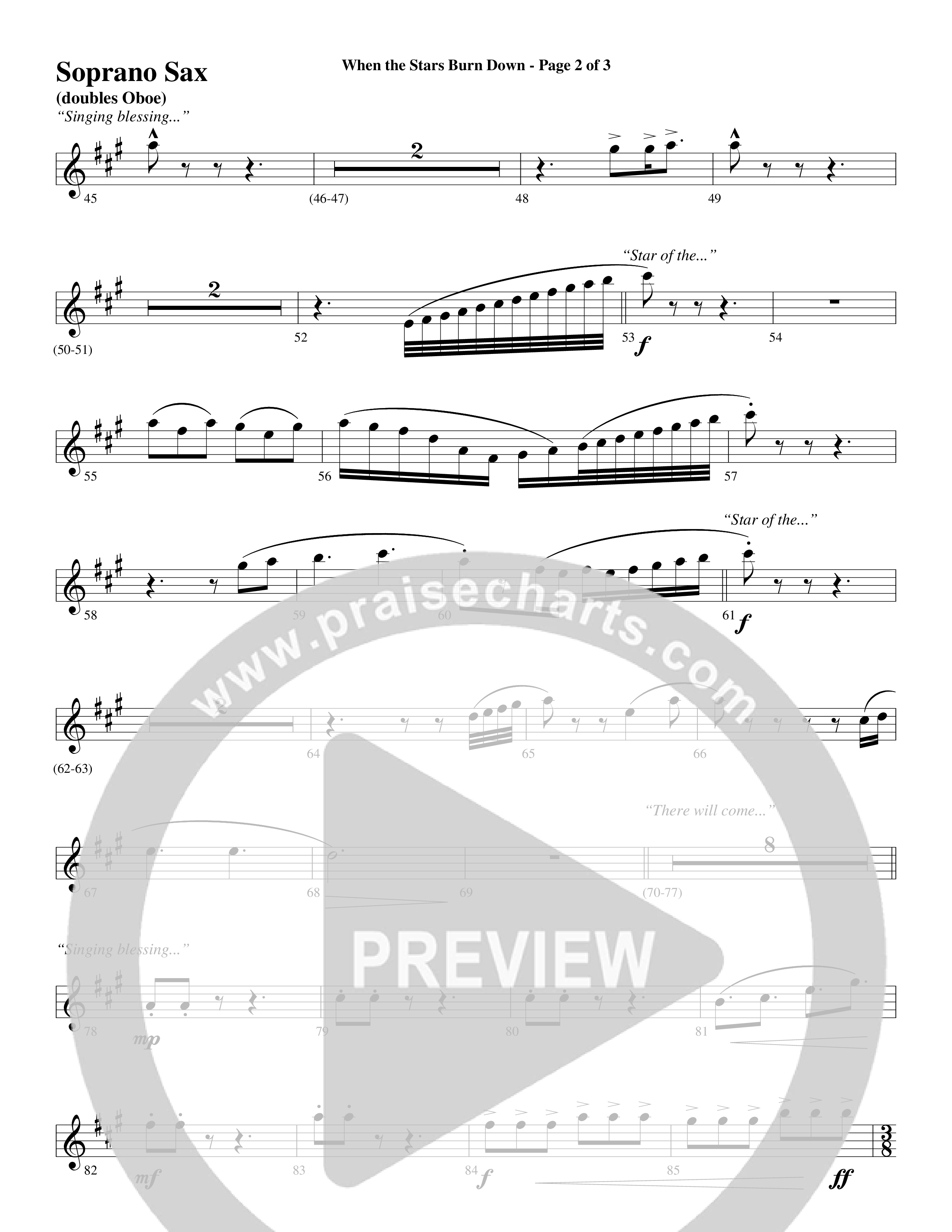 When The Stars Burn Down (Choral Anthem SATB) Soprano Sax (Word Music Choral / Arr. Daniel Semsen)