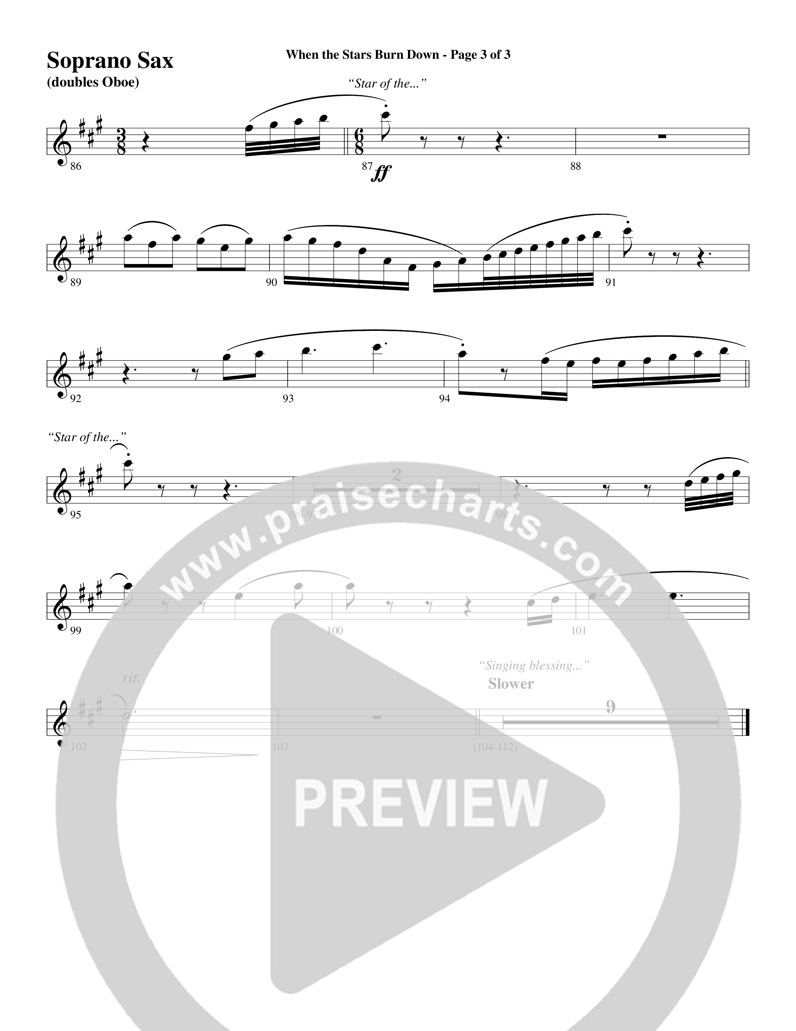 When The Stars Burn Down (Choral Anthem SATB) Soprano Sax (Word Music Choral / Arr. Daniel Semsen)