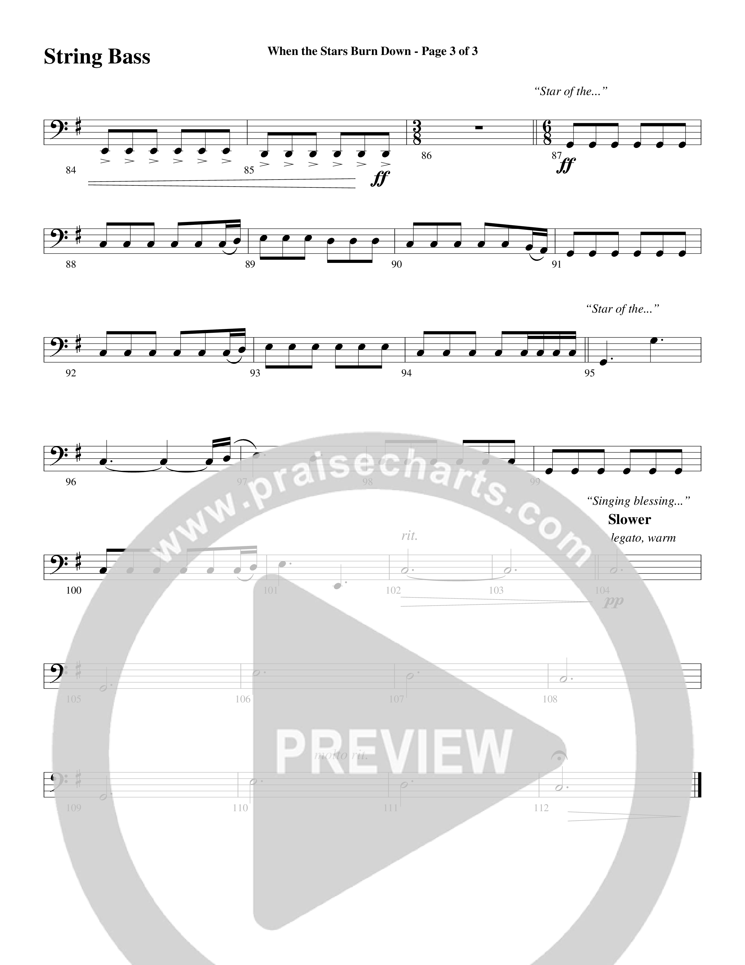 When The Stars Burn Down (Choral Anthem SATB) String Bass (Word Music Choral / Arr. Daniel Semsen)