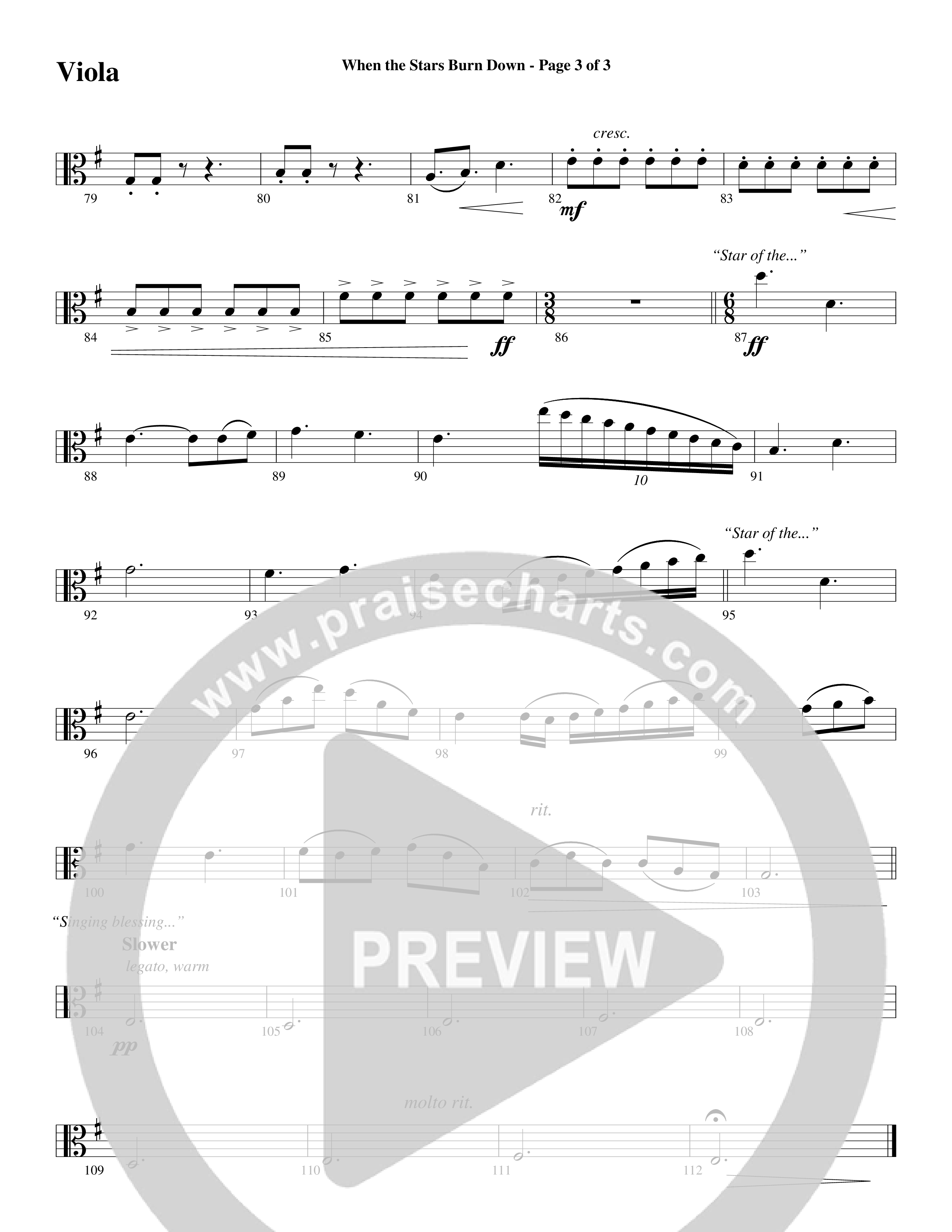 When The Stars Burn Down (Choral Anthem SATB) Viola (Word Music Choral / Arr. Daniel Semsen)