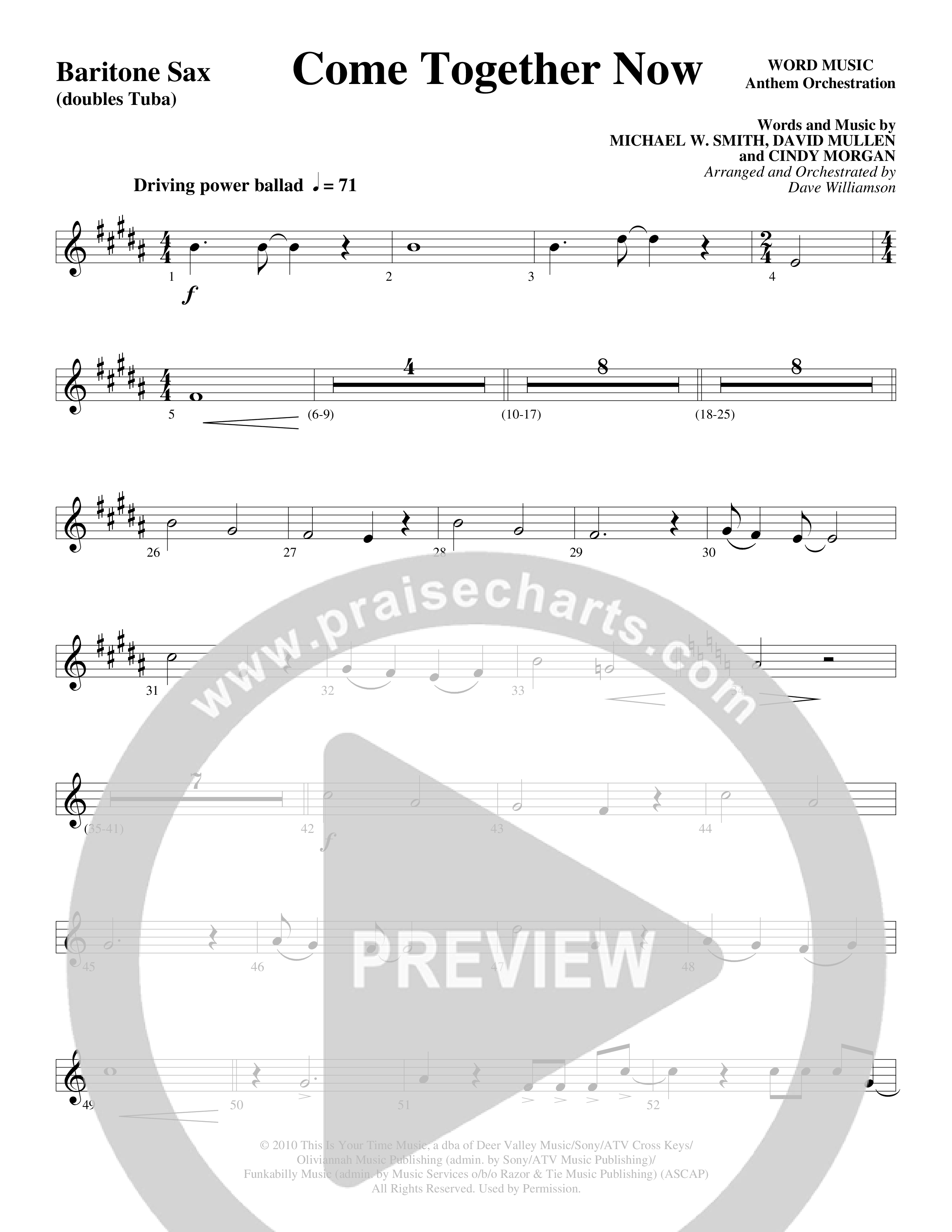 Come Together Now (Choral Anthem SATB) Bari Sax (Word Music Choral / Arr. Dave Williamson)