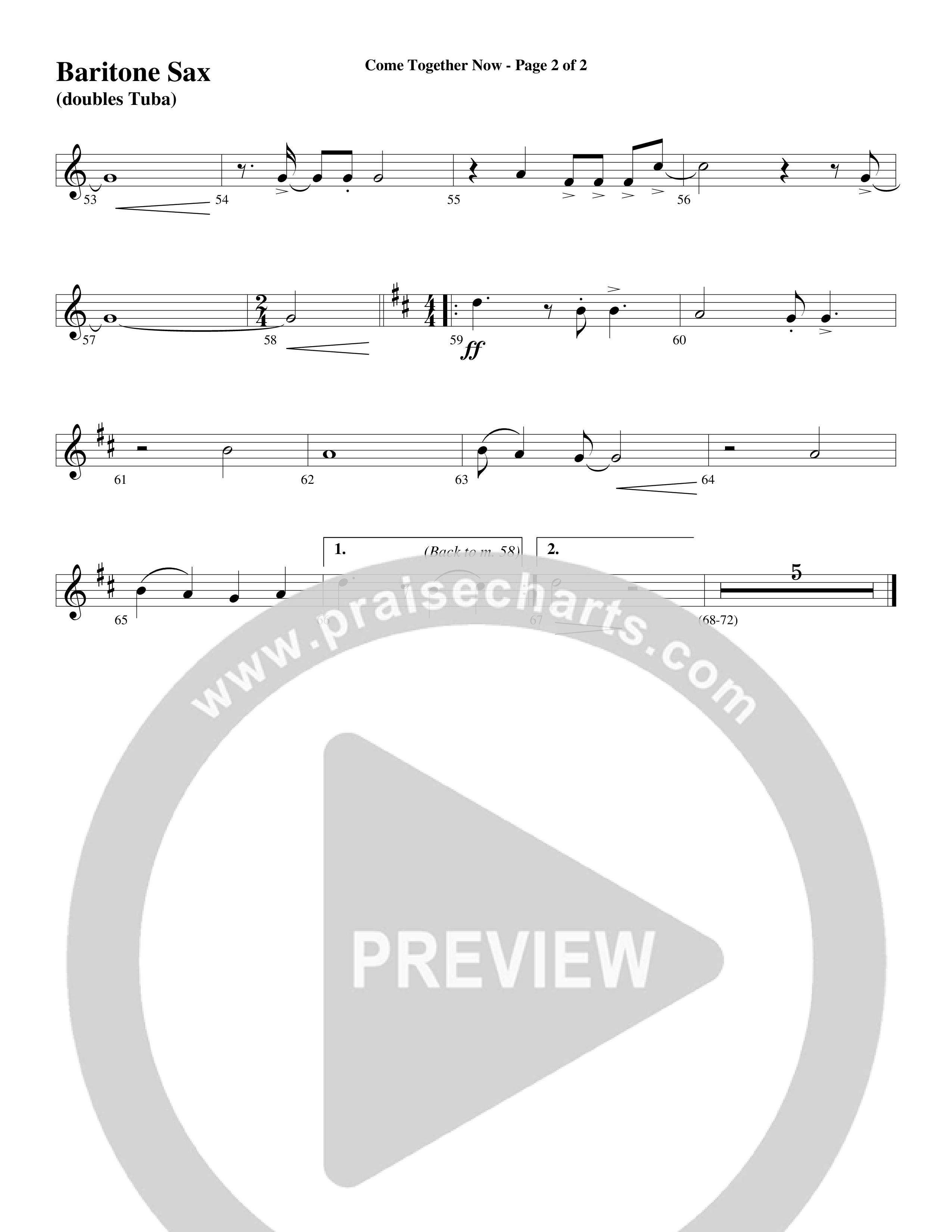 Come Together Now (Choral Anthem SATB) Bari Sax (Word Music Choral / Arr. Dave Williamson)