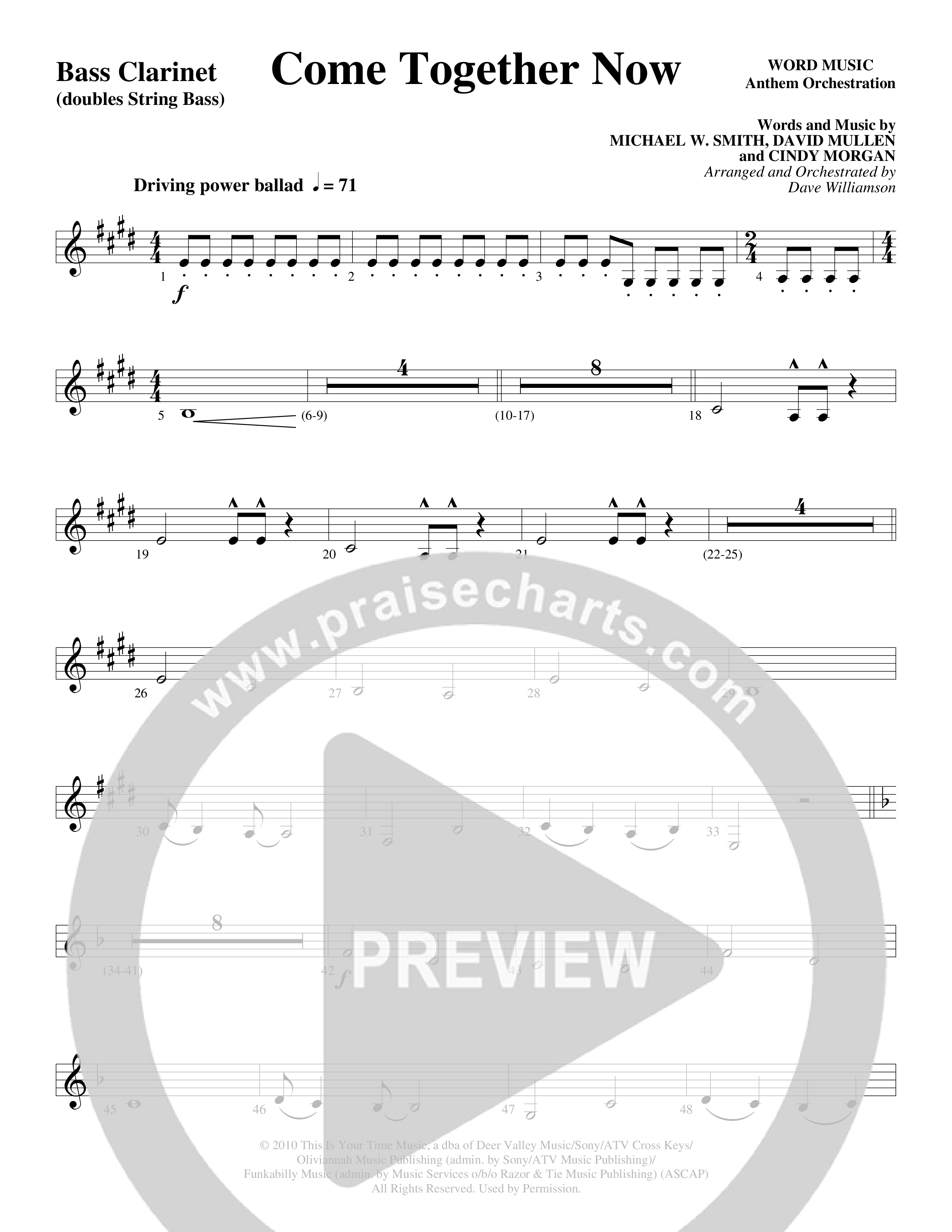 Come Together Now (Choral Anthem SATB) Bass Clarinet (Word Music Choral / Arr. Dave Williamson)