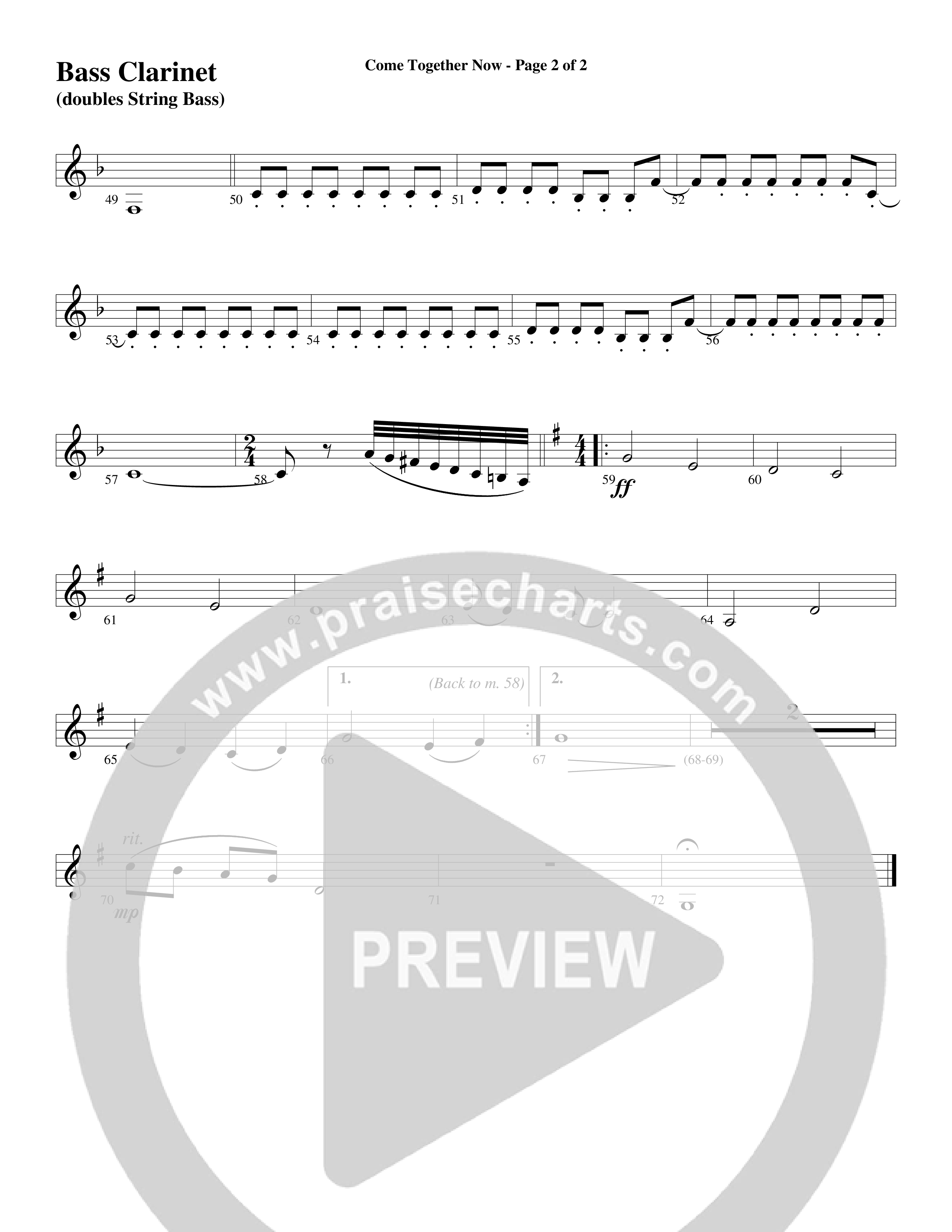 Come Together Now (Choral Anthem SATB) Bass Clarinet (Word Music Choral / Arr. Dave Williamson)