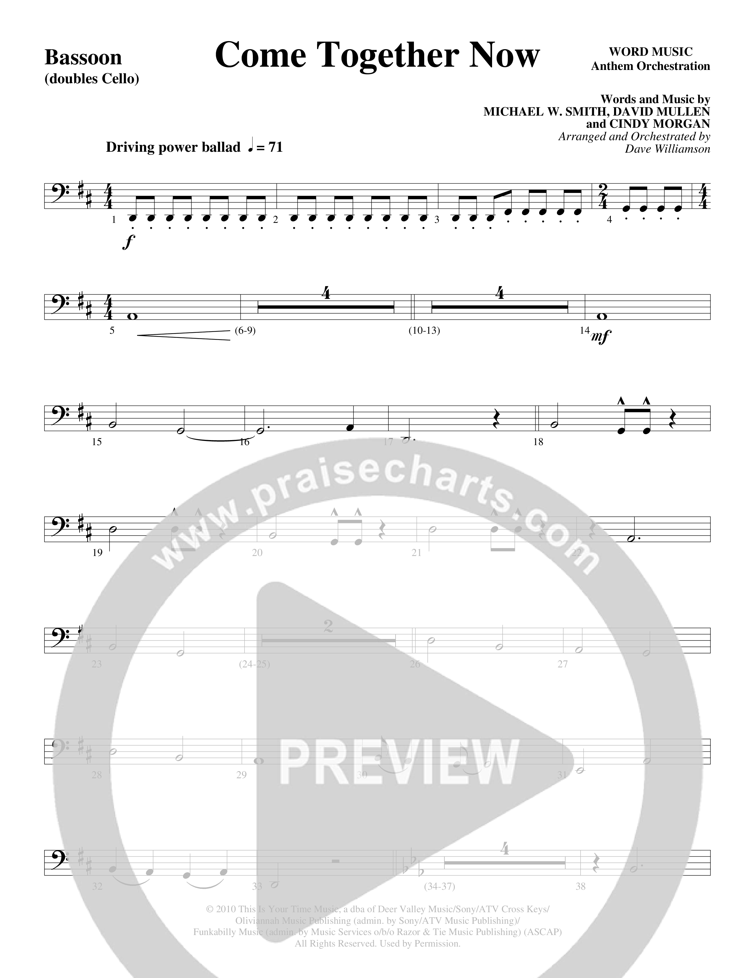 Come Together Now (Choral Anthem SATB) Bassoon (Word Music Choral / Arr. Dave Williamson)