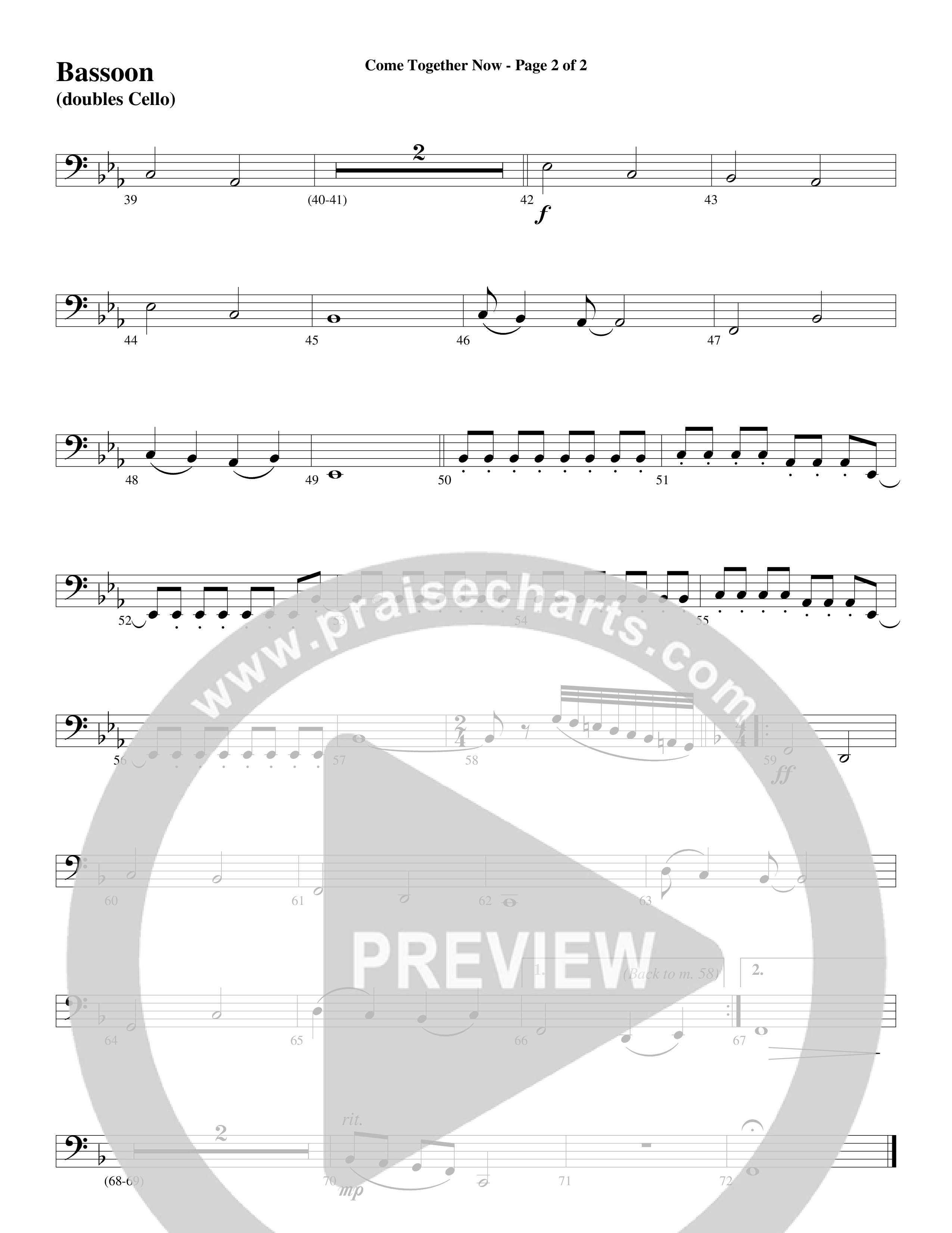 Come Together Now (Choral Anthem SATB) Bassoon (Word Music Choral / Arr. Dave Williamson)