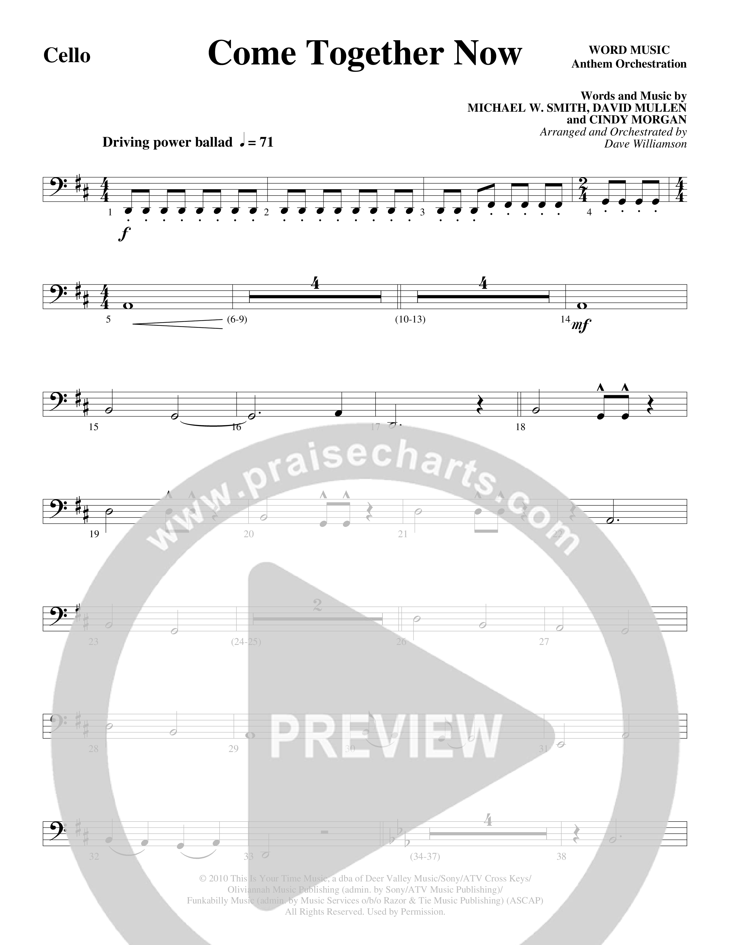 Come Together Now (Choral Anthem SATB) Cello (Word Music Choral / Arr. Dave Williamson)