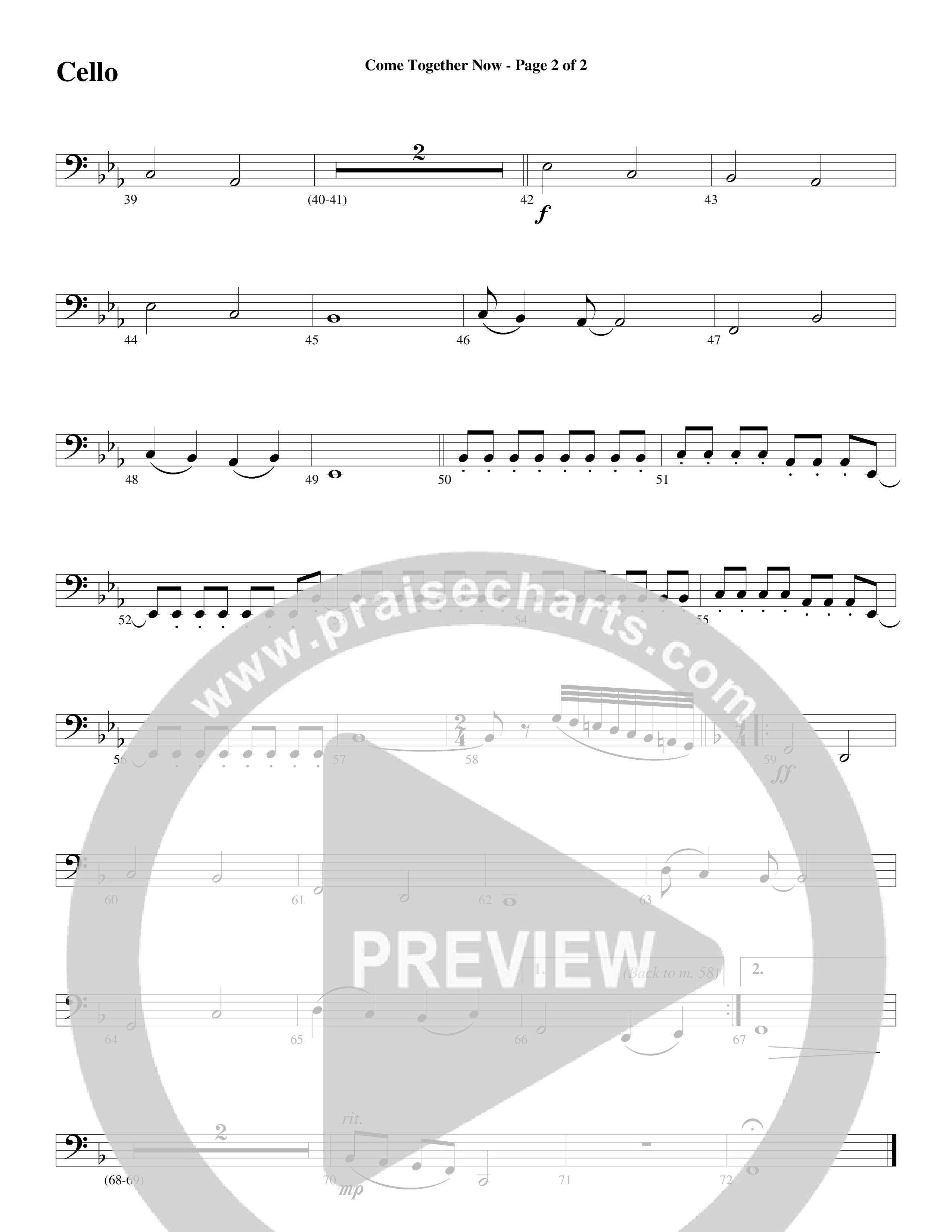 Come Together Now (Choral Anthem SATB) Cello (Word Music Choral / Arr. Dave Williamson)