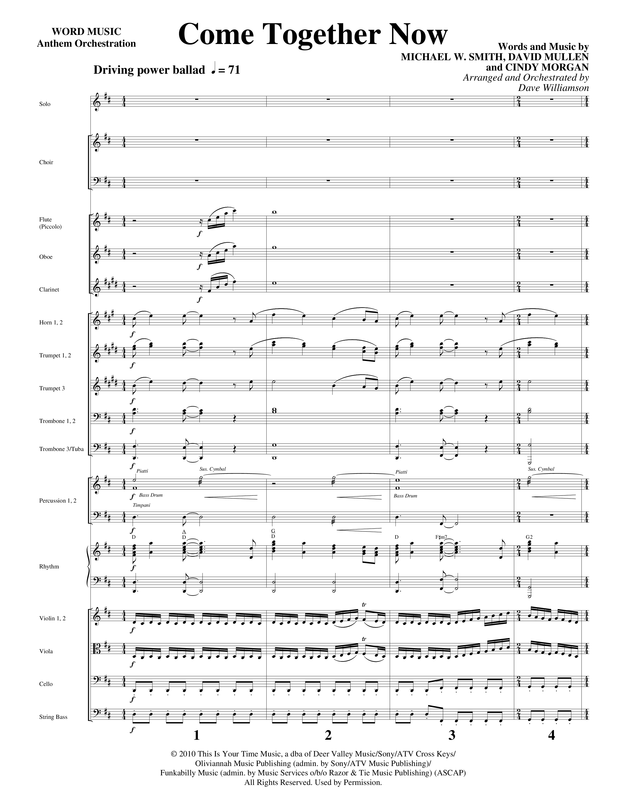 Come Together Now (Choral Anthem SATB) Orchestration (Word Music Choral / Arr. Dave Williamson)