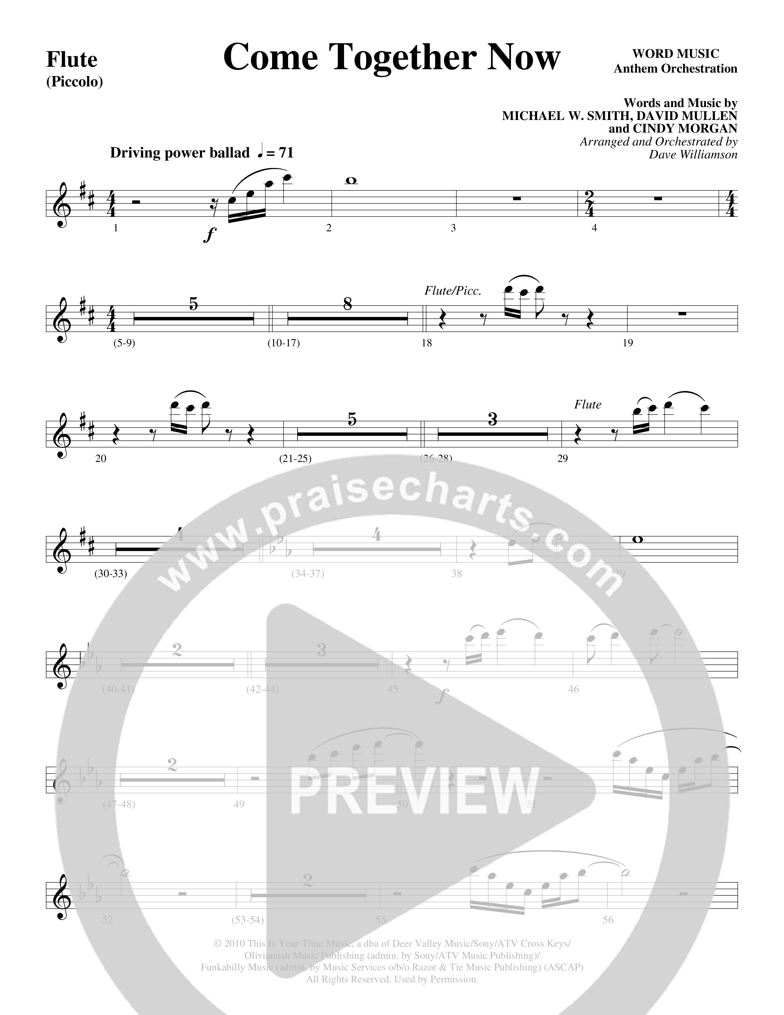 Come Together Now (Choral Anthem SATB) Flute (Word Music Choral / Arr. Dave Williamson)