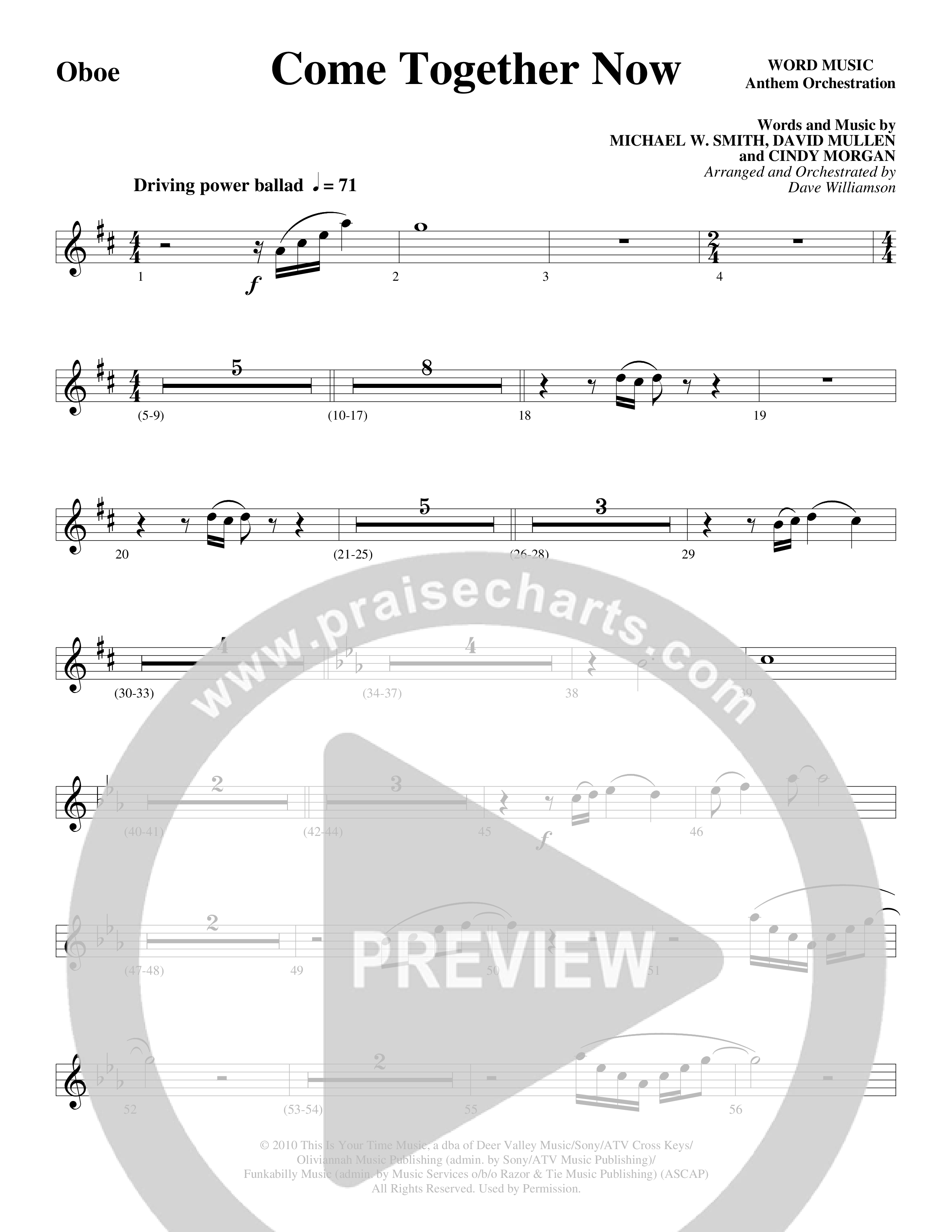 Come Together Now (Choral Anthem SATB) Oboe (Word Music Choral / Arr. Dave Williamson)