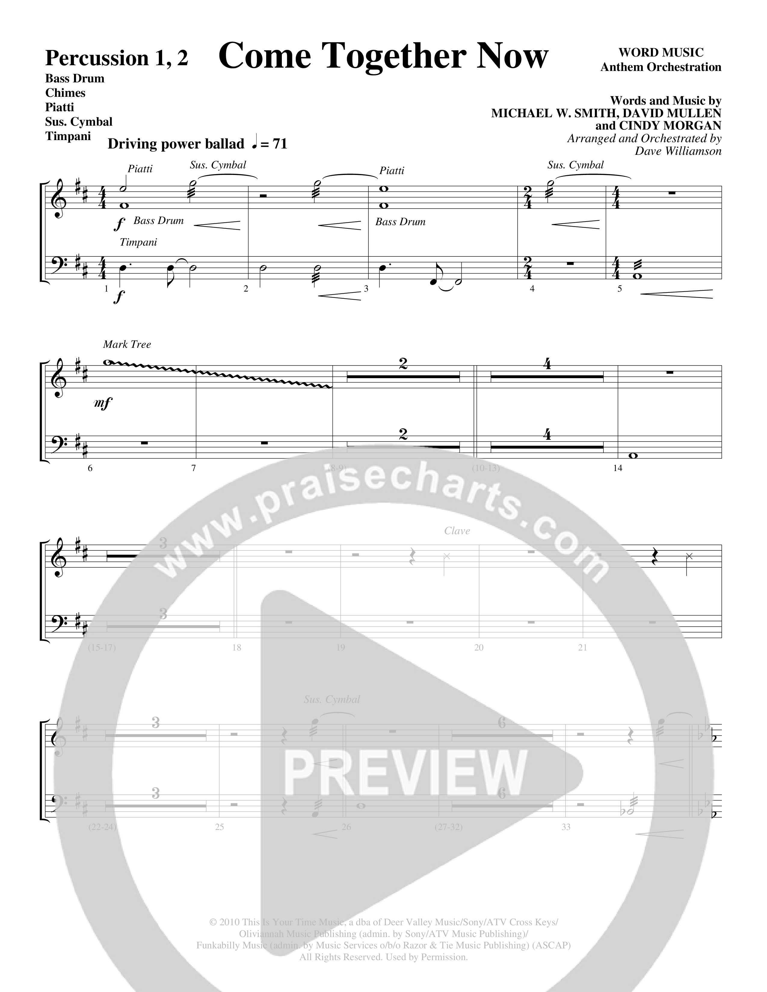 Come Together Now (Choral Anthem SATB) Percussion 1/2 (Word Music Choral / Arr. Dave Williamson)