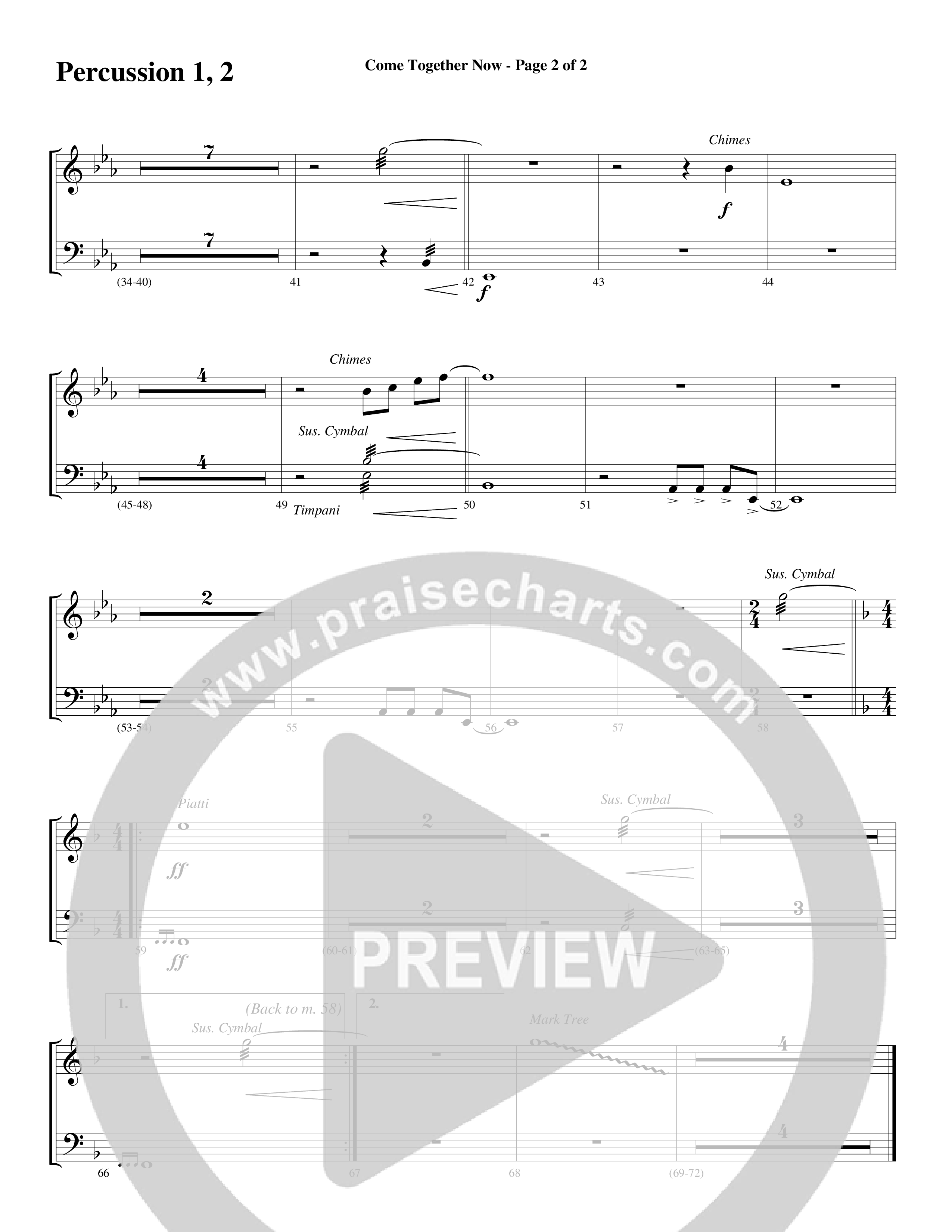Come Together Now (Choral Anthem SATB) Percussion 1/2 (Word Music Choral / Arr. Dave Williamson)