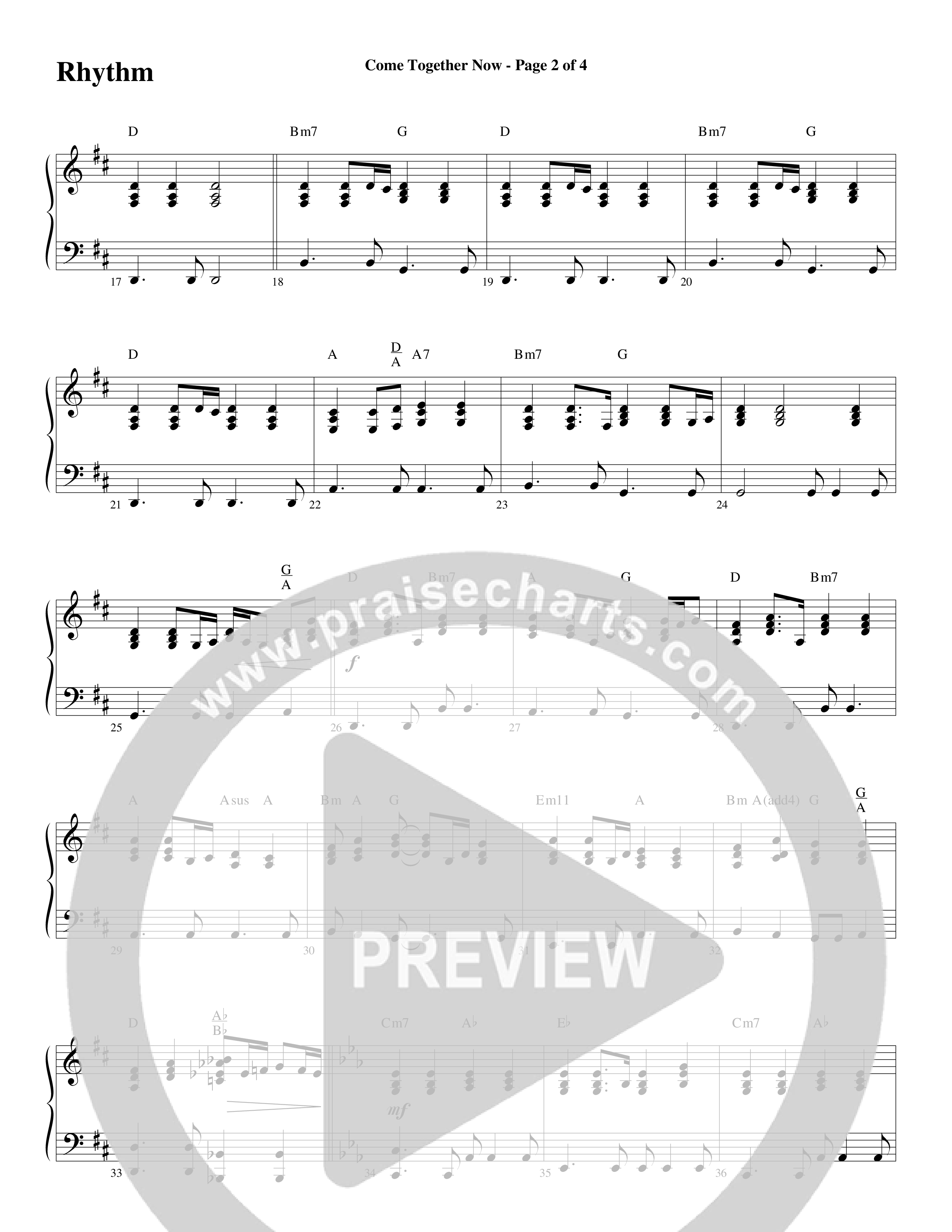 Come Together Now (Choral Anthem SATB) Rhythm Chart (Word Music Choral / Arr. Dave Williamson)