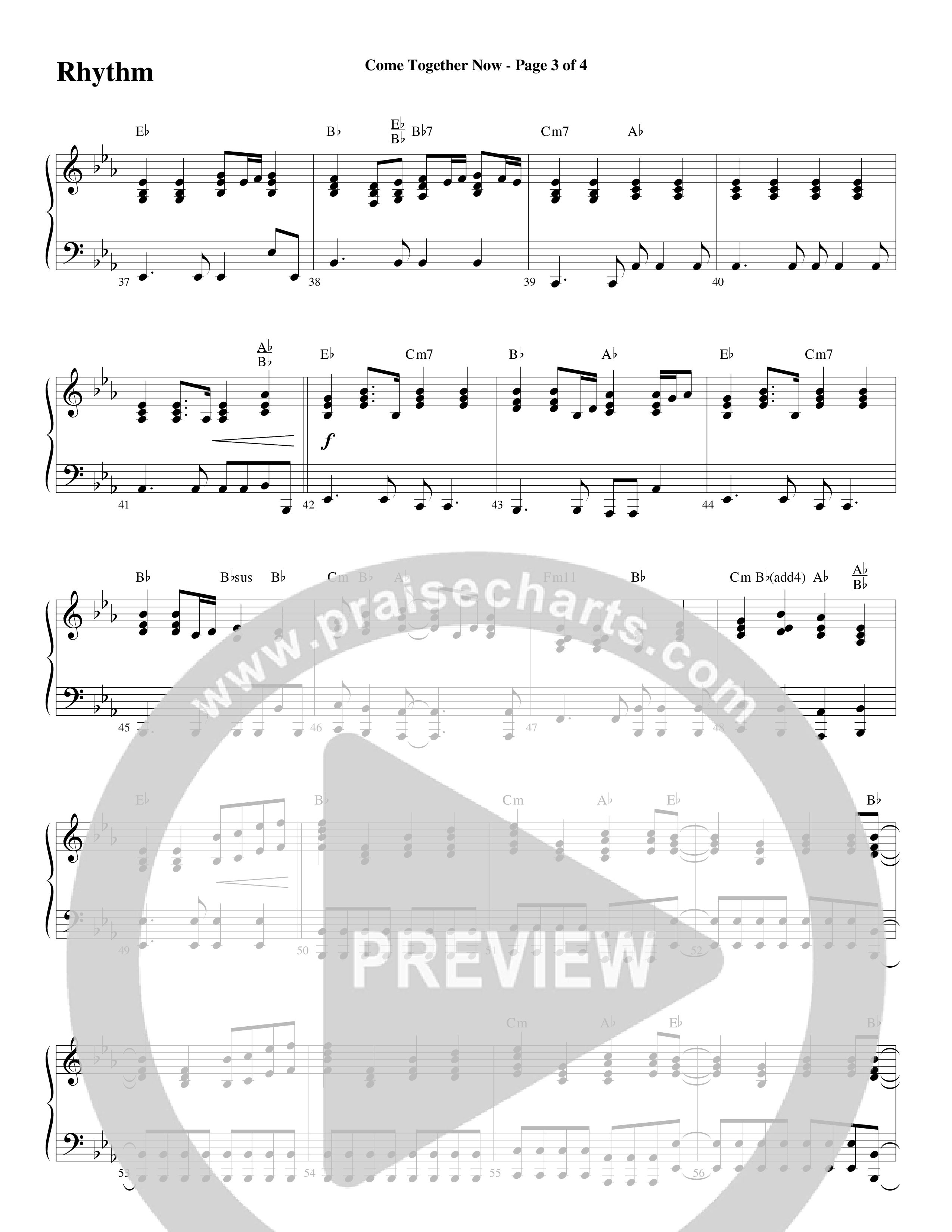 Come Together Now (Choral Anthem SATB) Rhythm Chart (Word Music Choral / Arr. Dave Williamson)