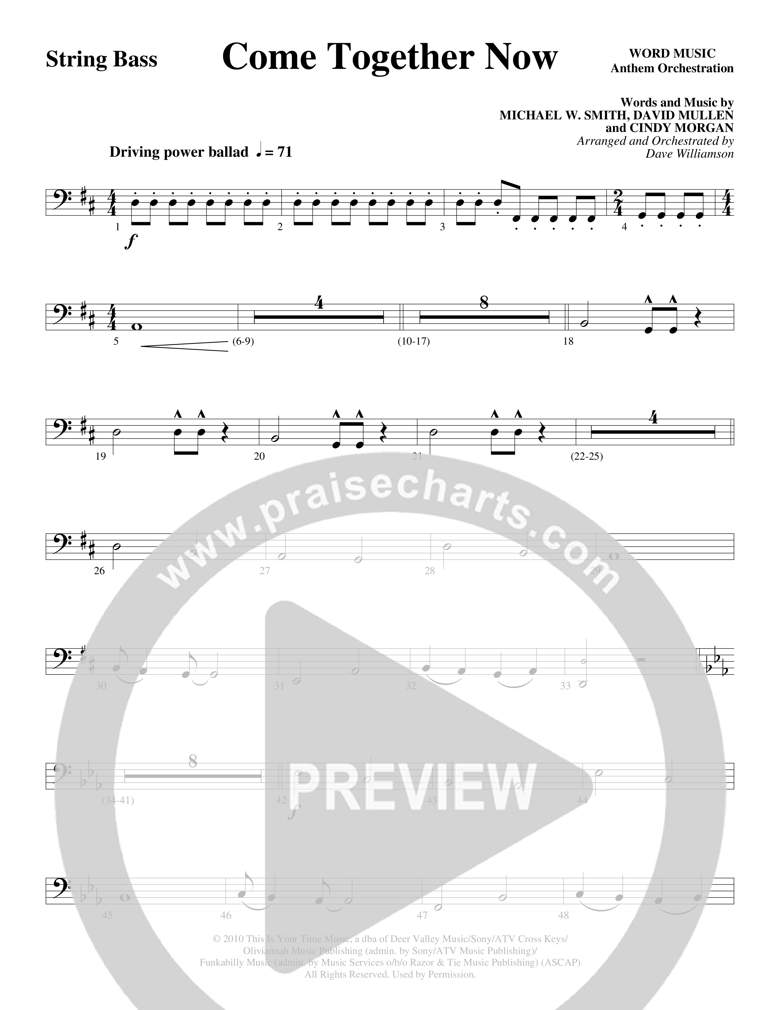 Come Together Now (Choral Anthem SATB) String Bass (Word Music Choral / Arr. Dave Williamson)