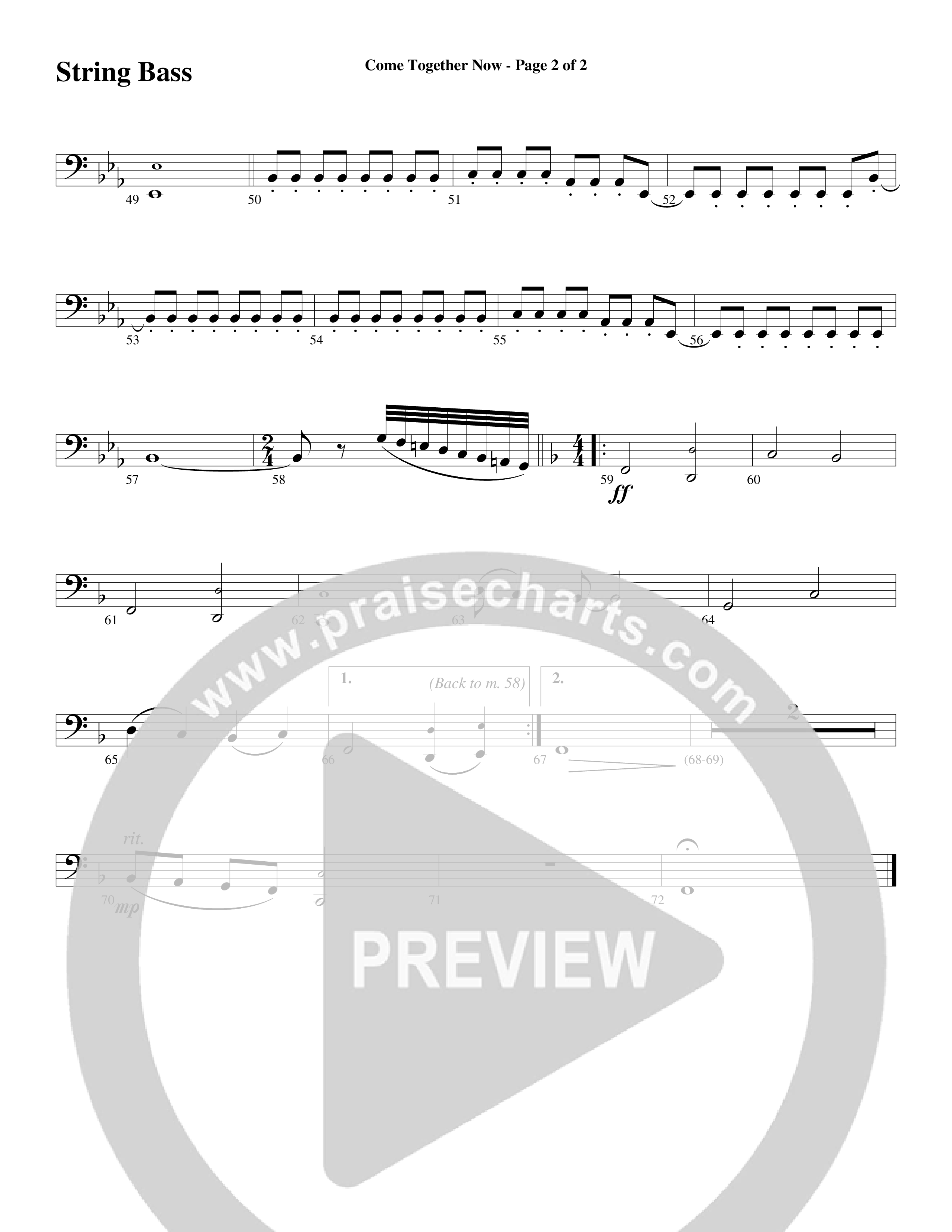 Come Together Now (Choral Anthem SATB) String Bass (Word Music Choral / Arr. Dave Williamson)