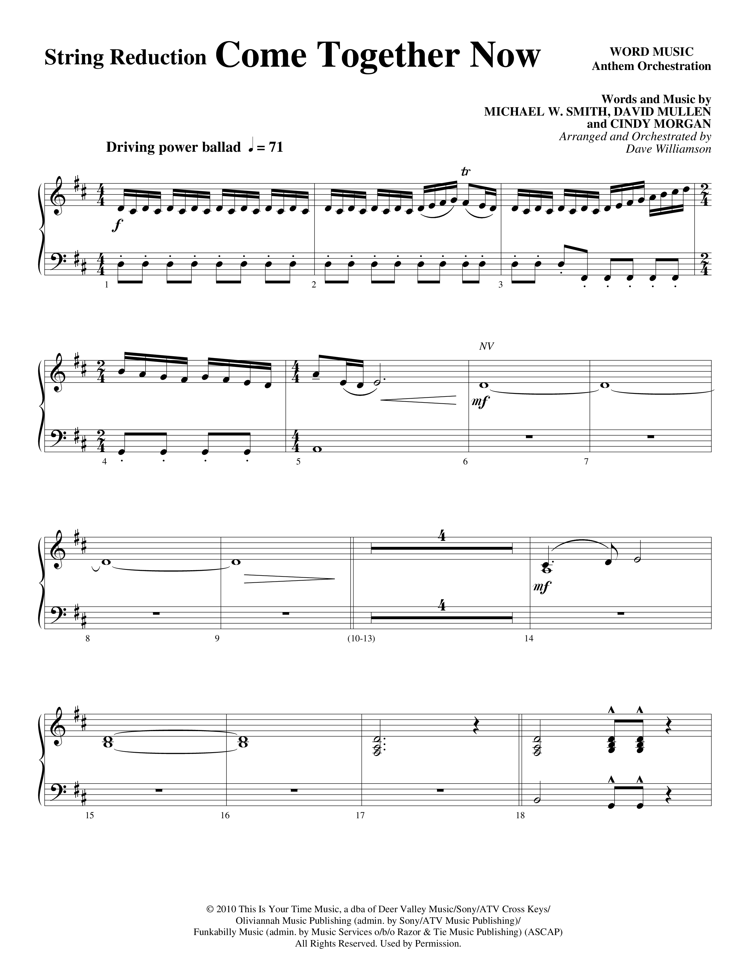 Come Together Now (Choral Anthem SATB) String Reduction (Word Music Choral / Arr. Dave Williamson)