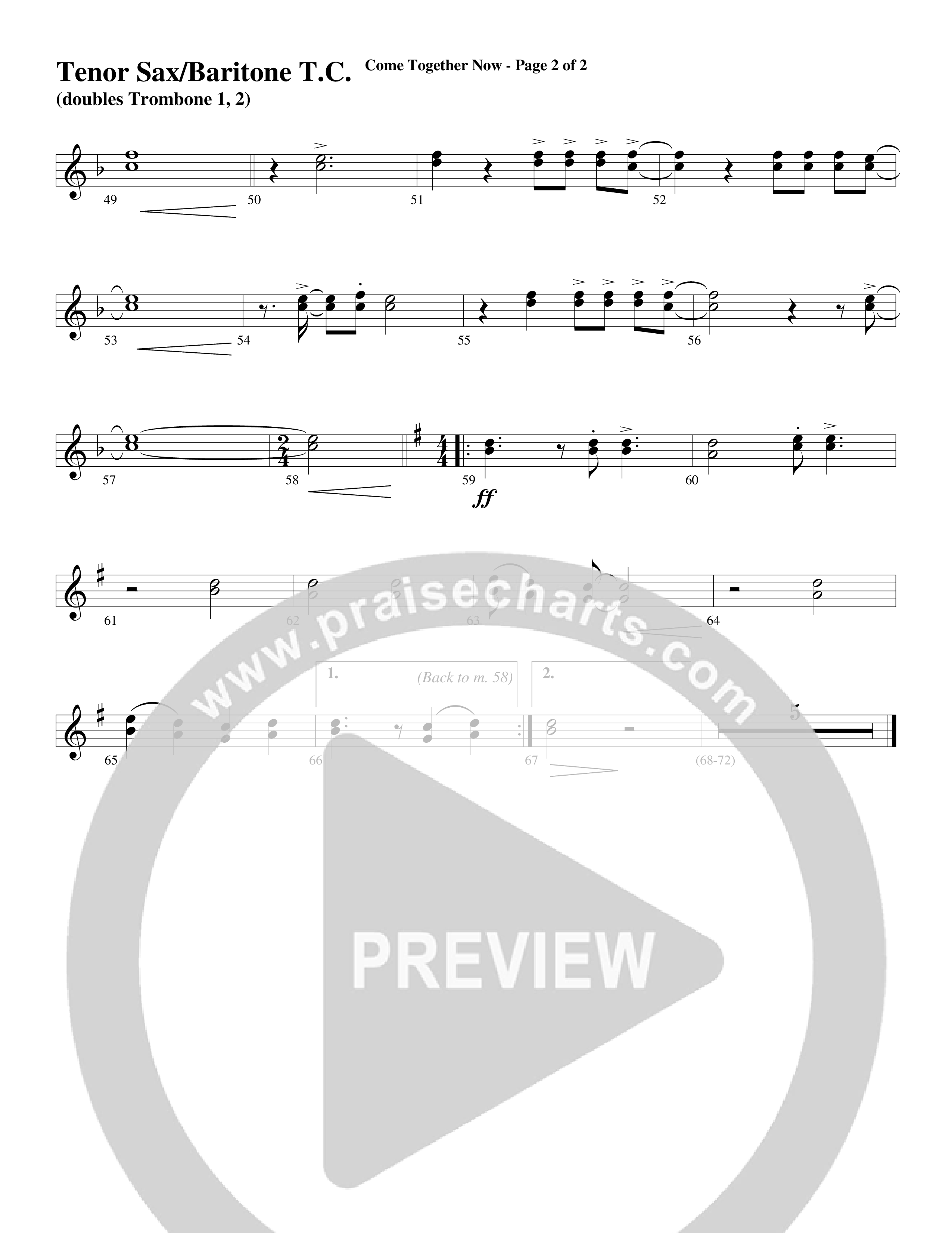 Come Together Now (Choral Anthem SATB) Tenor Sax/Baritone T.C. (Word Music Choral / Arr. Dave Williamson)