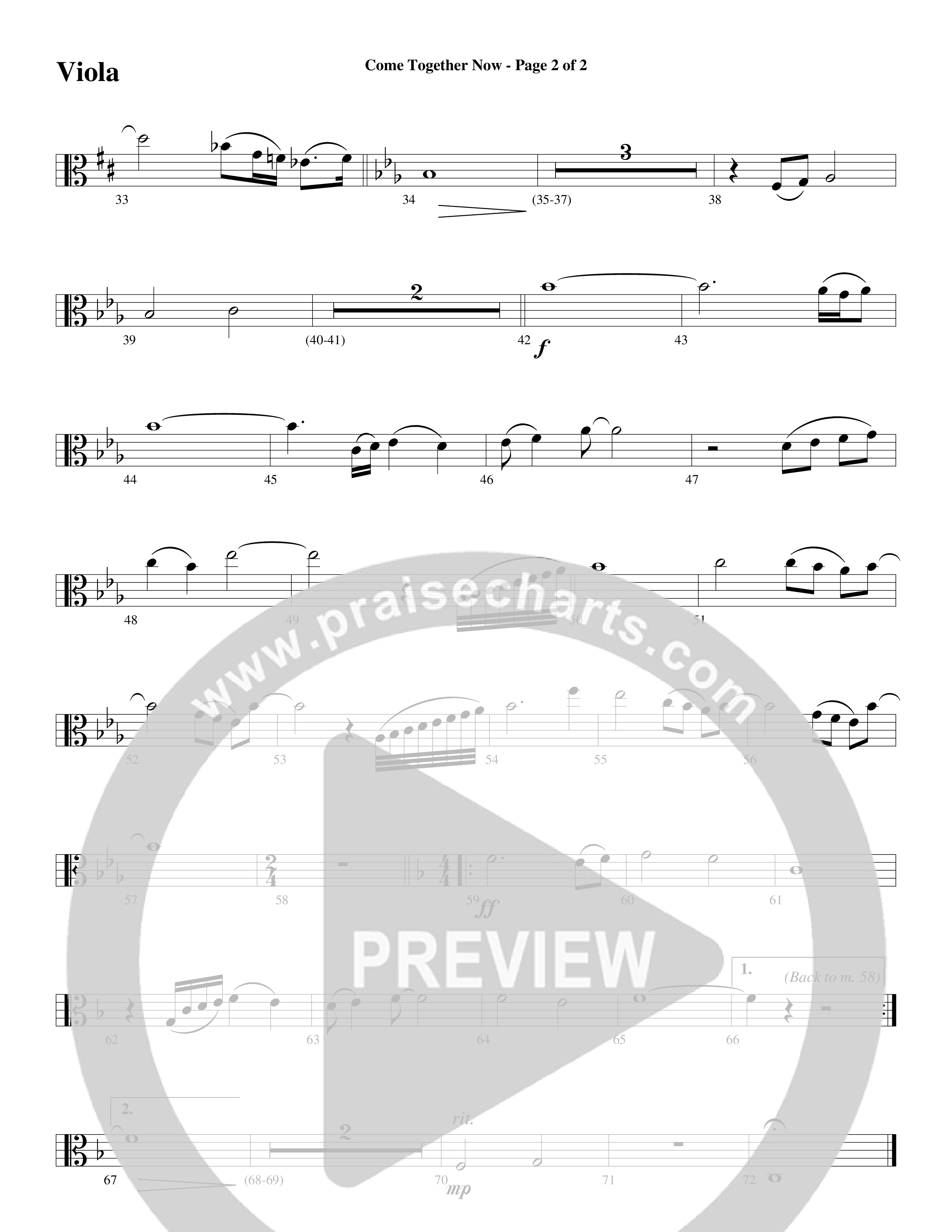 Come Together Now (Choral Anthem SATB) Viola (Word Music Choral / Arr. Dave Williamson)