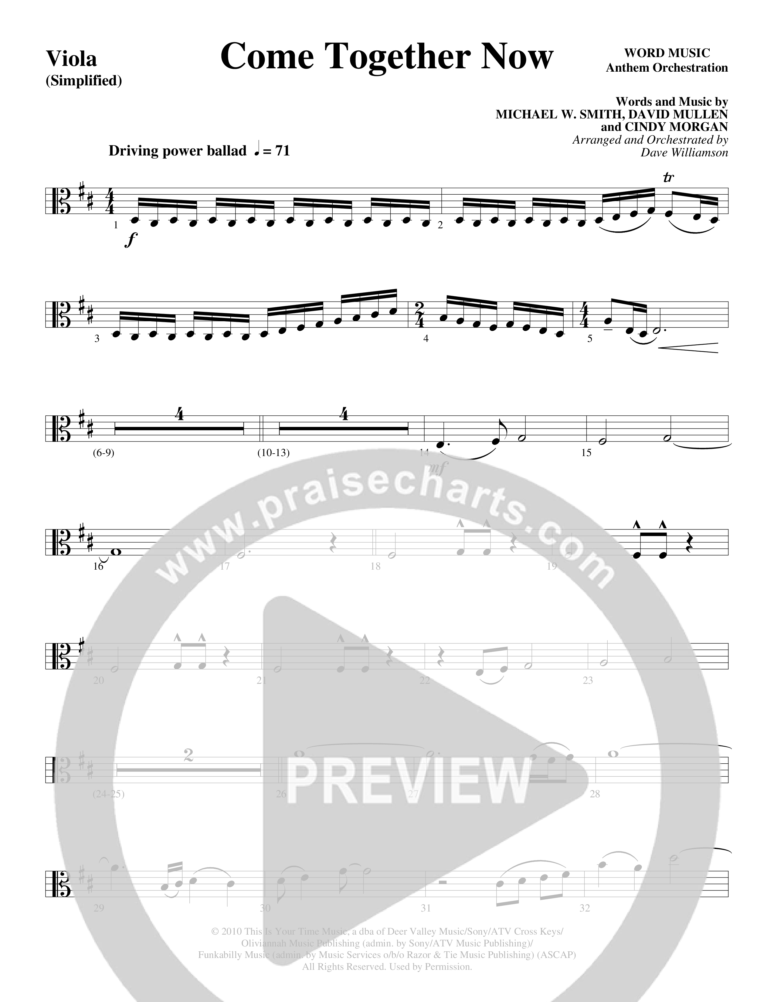 Come Together Now (Choral Anthem SATB) Viola (Word Music Choral / Arr. Dave Williamson)