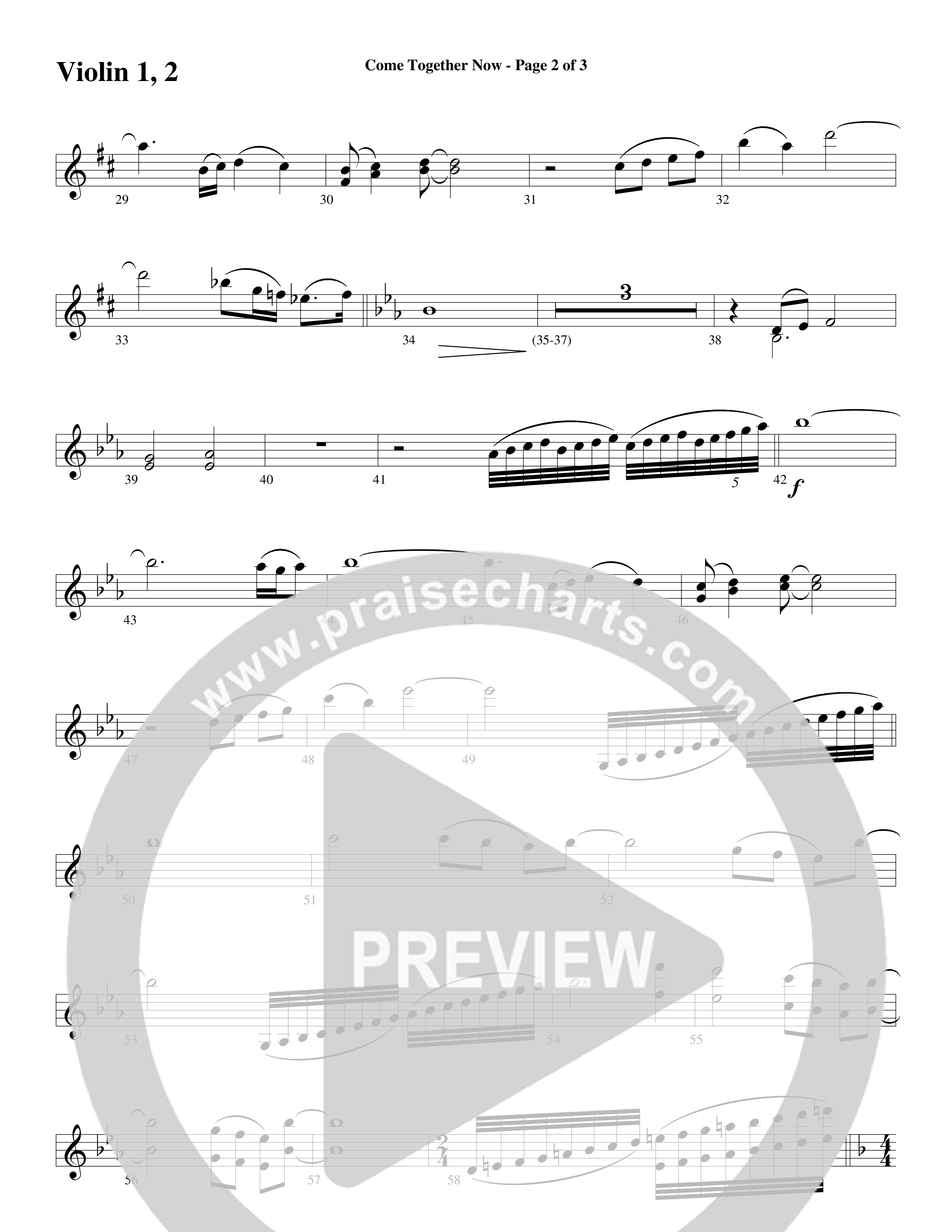 Come Together Now (Choral Anthem SATB) Violin 1/2 (Word Music Choral / Arr. Dave Williamson)