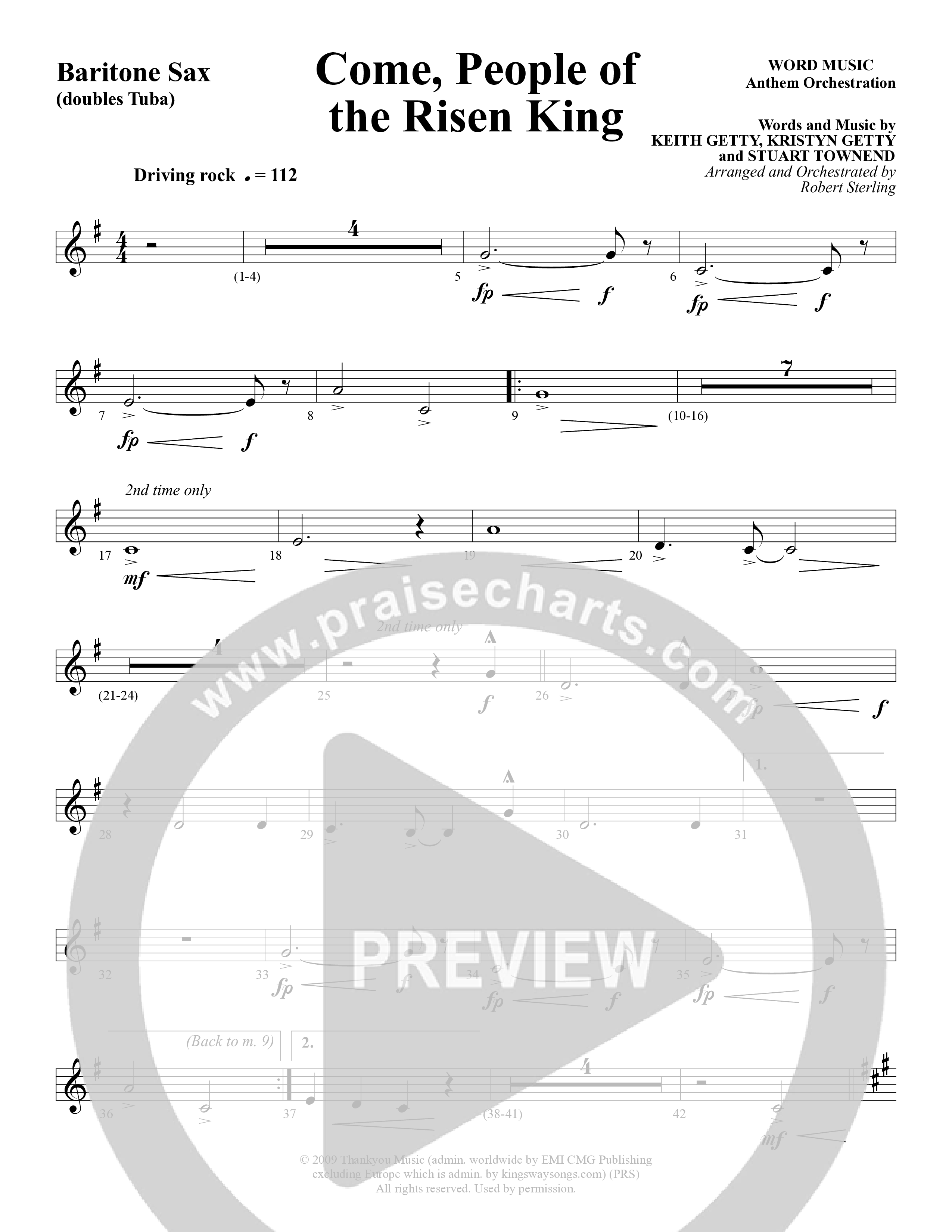 Come People Of The Risen King (Choral Anthem SATB) Bari Sax (Word Music Choral / Arr. Robert Sterling)