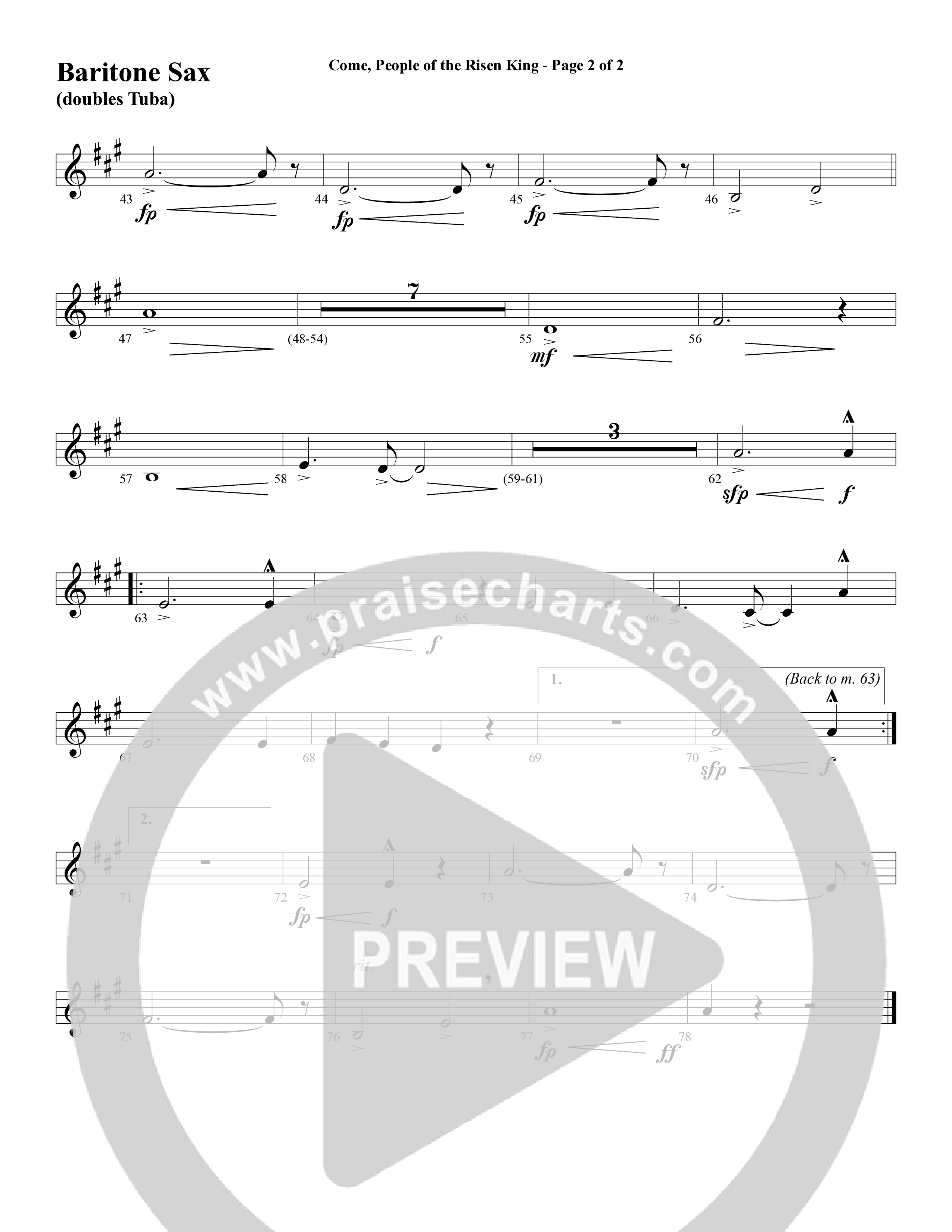 Come People Of The Risen King (Choral Anthem SATB) Bari Sax (Word Music Choral / Arr. Robert Sterling)