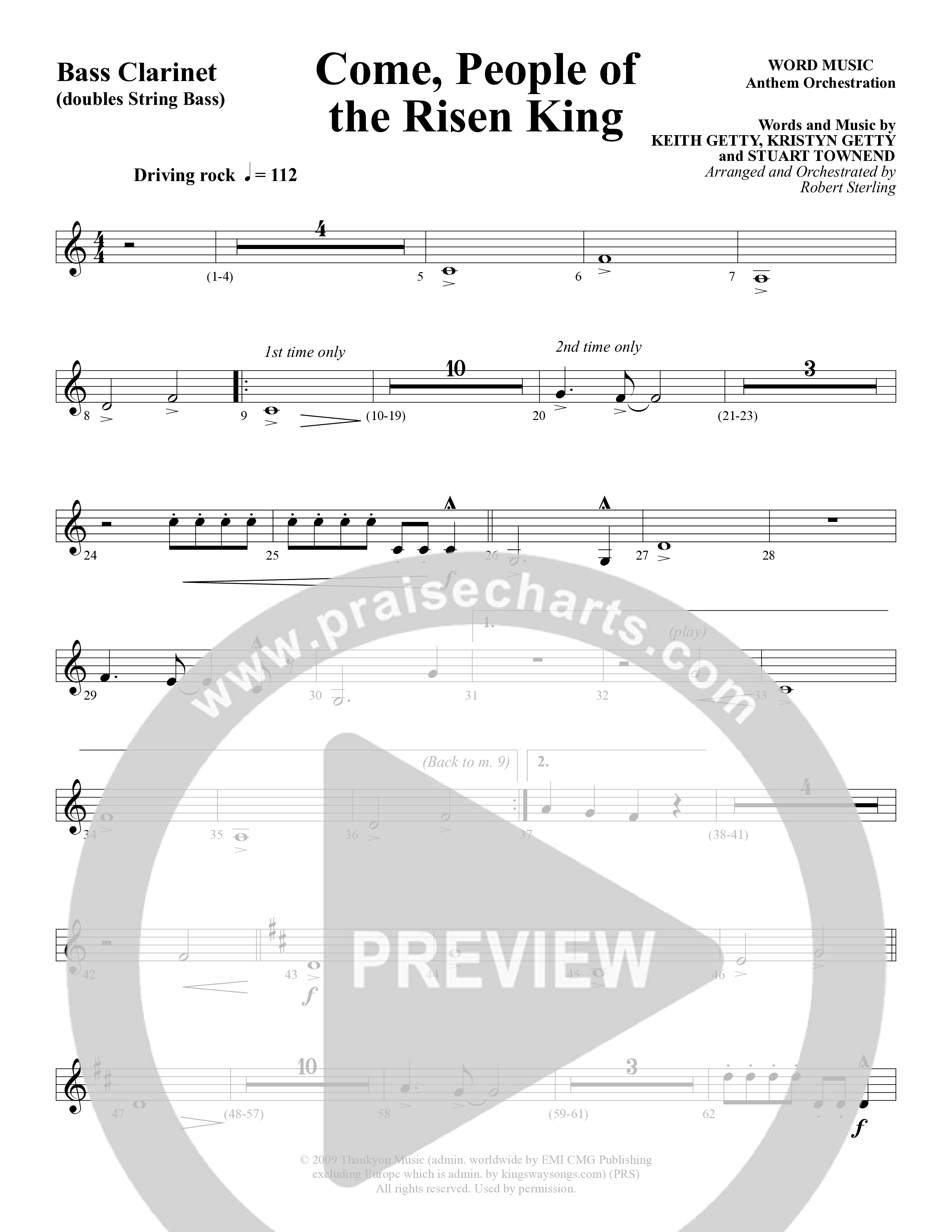 Come People Of The Risen King (Choral Anthem SATB) Bass Clarinet (Word Music Choral / Arr. Robert Sterling)