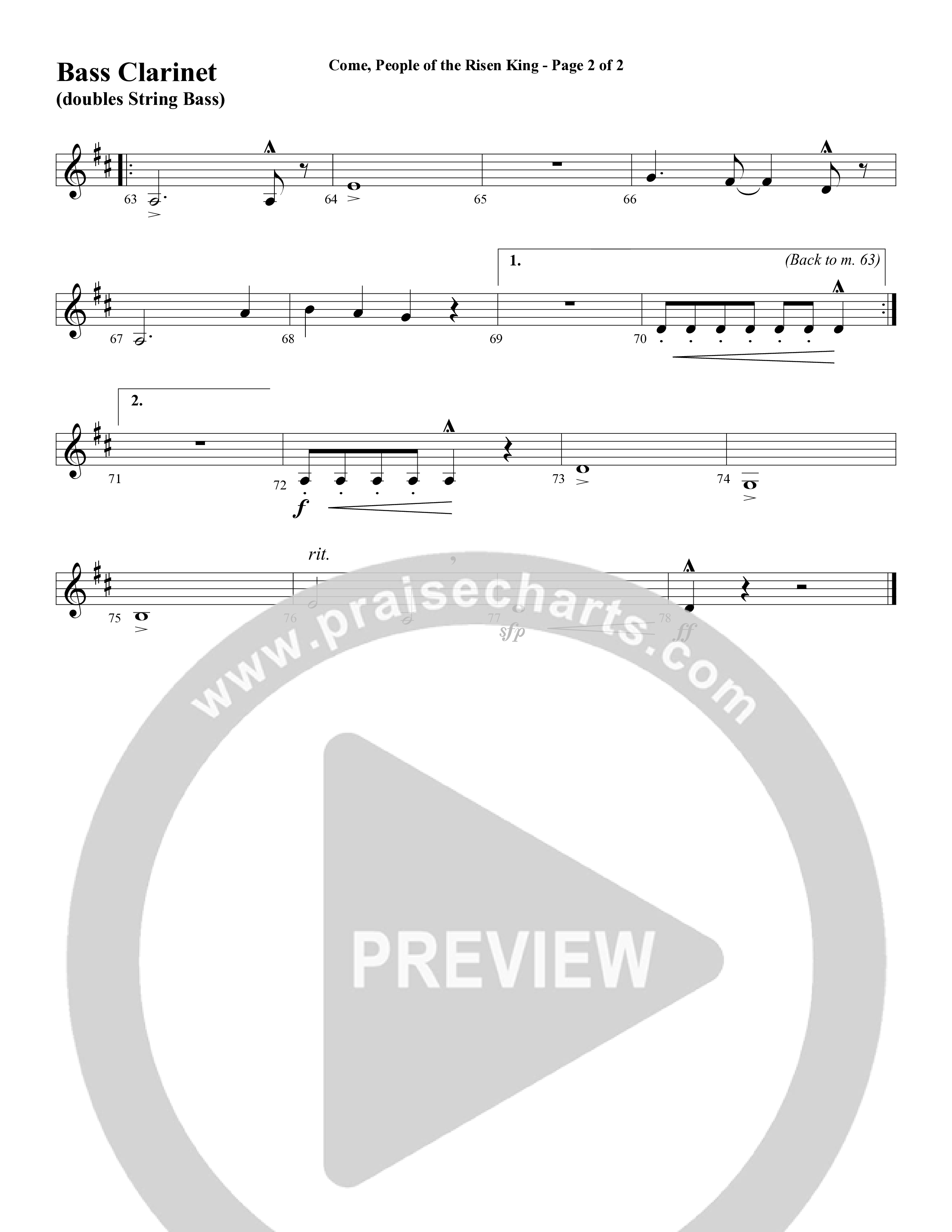 Come People Of The Risen King (Choral Anthem SATB) Bass Clarinet (Word Music Choral / Arr. Robert Sterling)