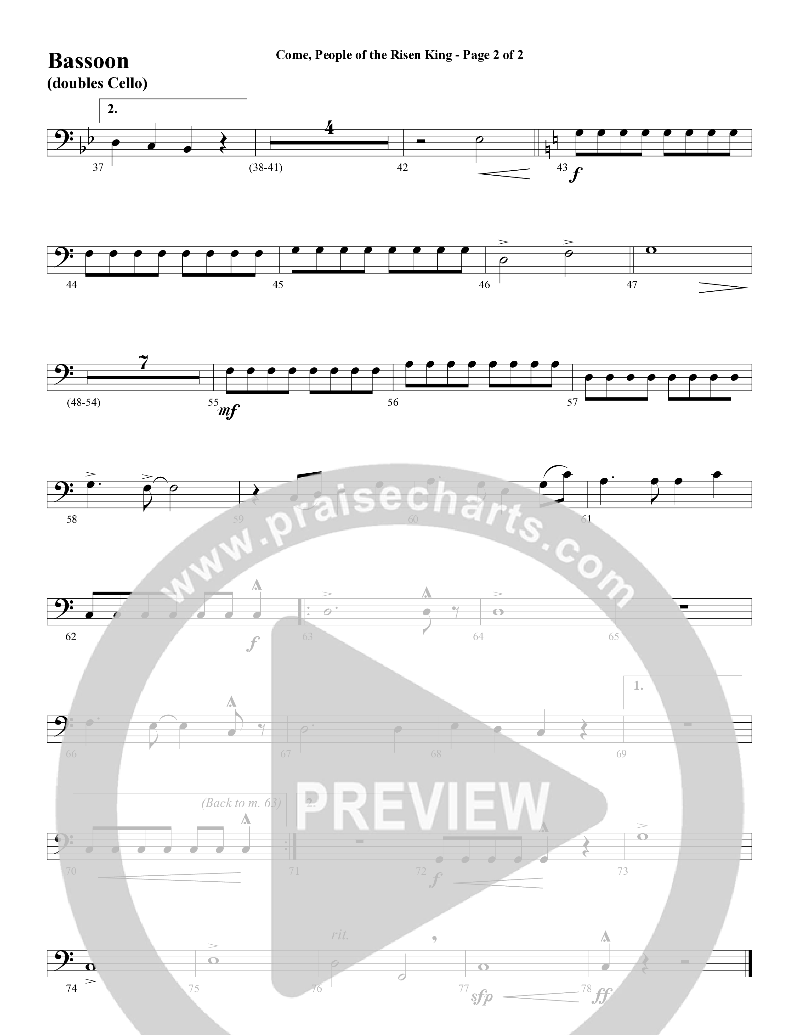 Come People Of The Risen King (Choral Anthem SATB) Bassoon (Word Music Choral / Arr. Robert Sterling)