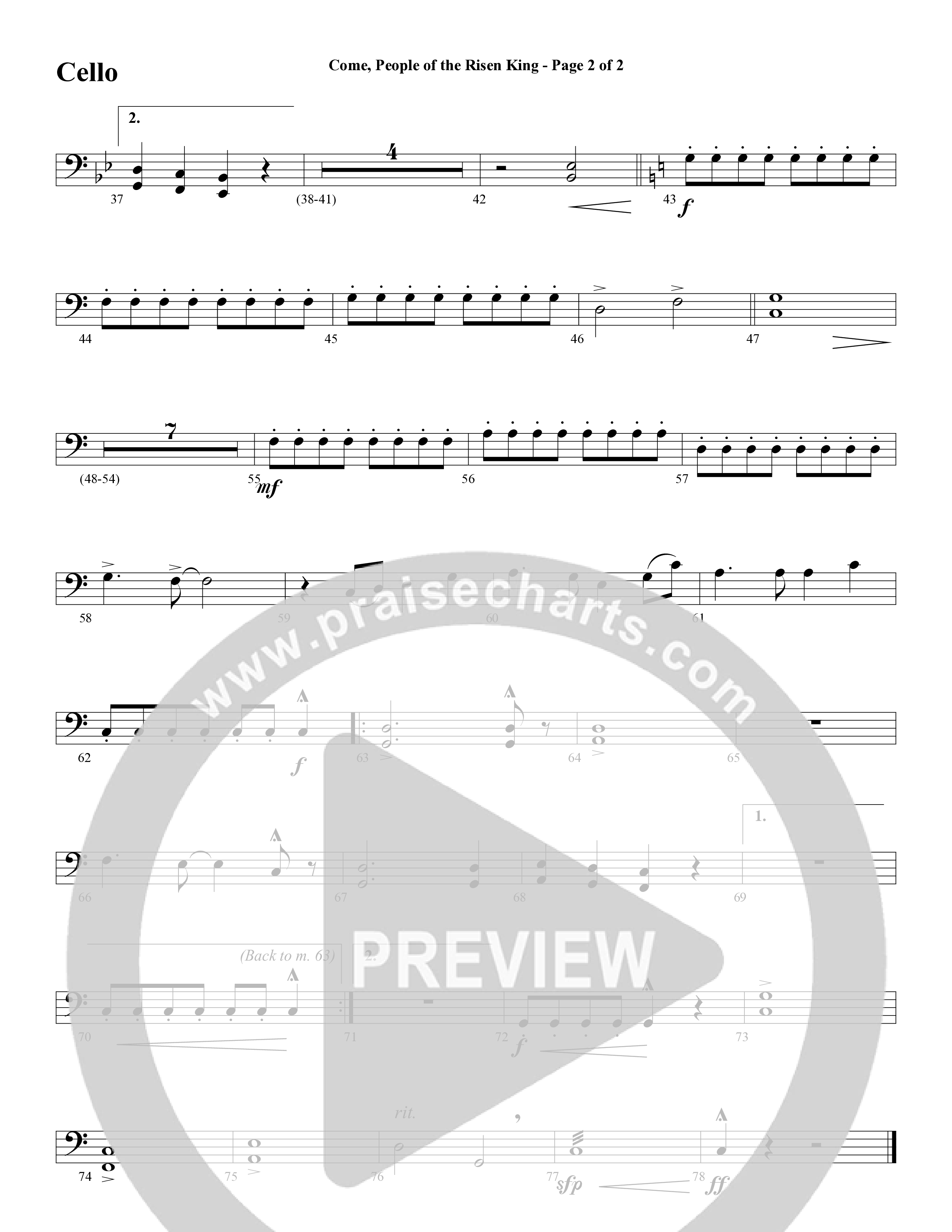 Come People Of The Risen King (Choral Anthem SATB) Cello (Word Music Choral / Arr. Robert Sterling)