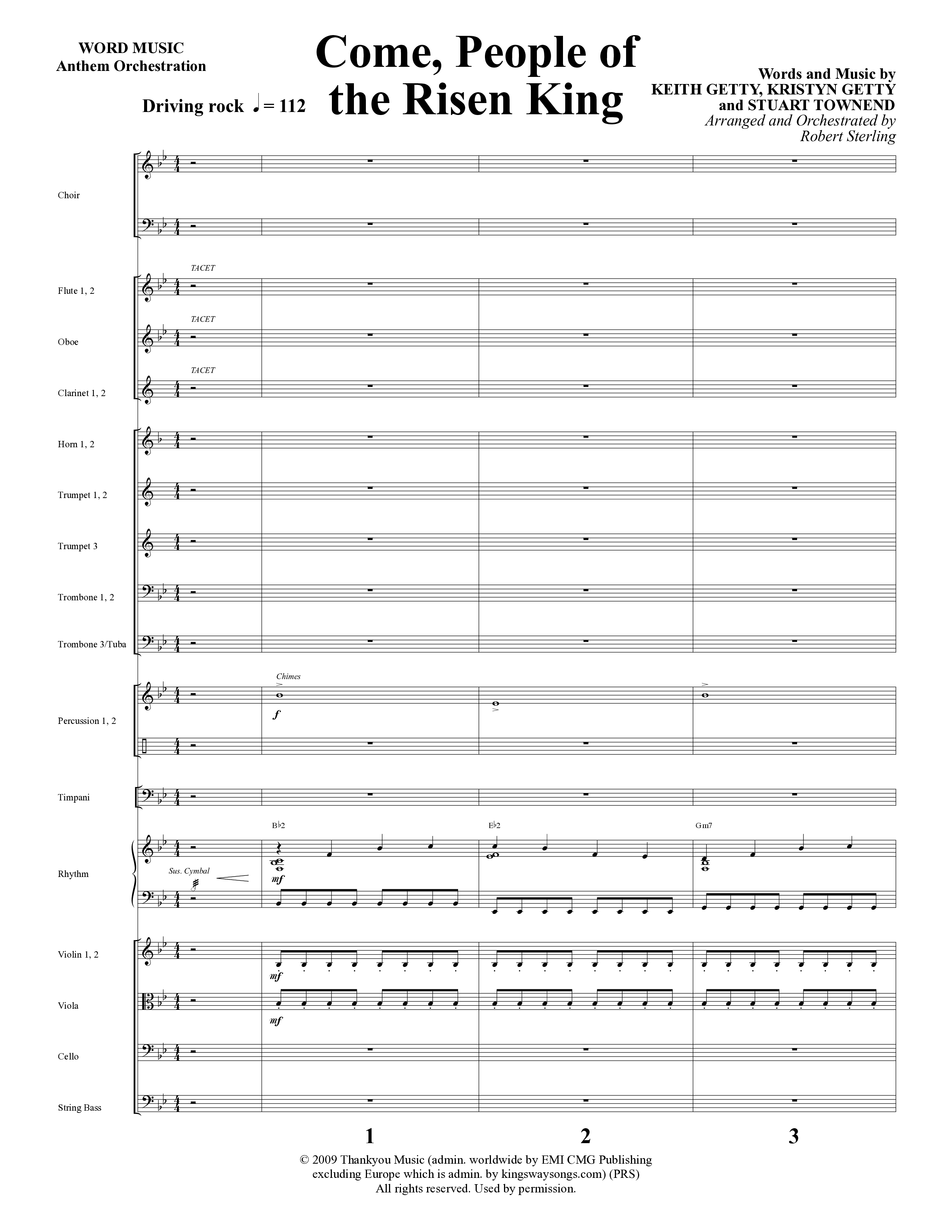 Come People Of The Risen King (Choral Anthem SATB) Orchestration (Word Music Choral / Arr. Robert Sterling)