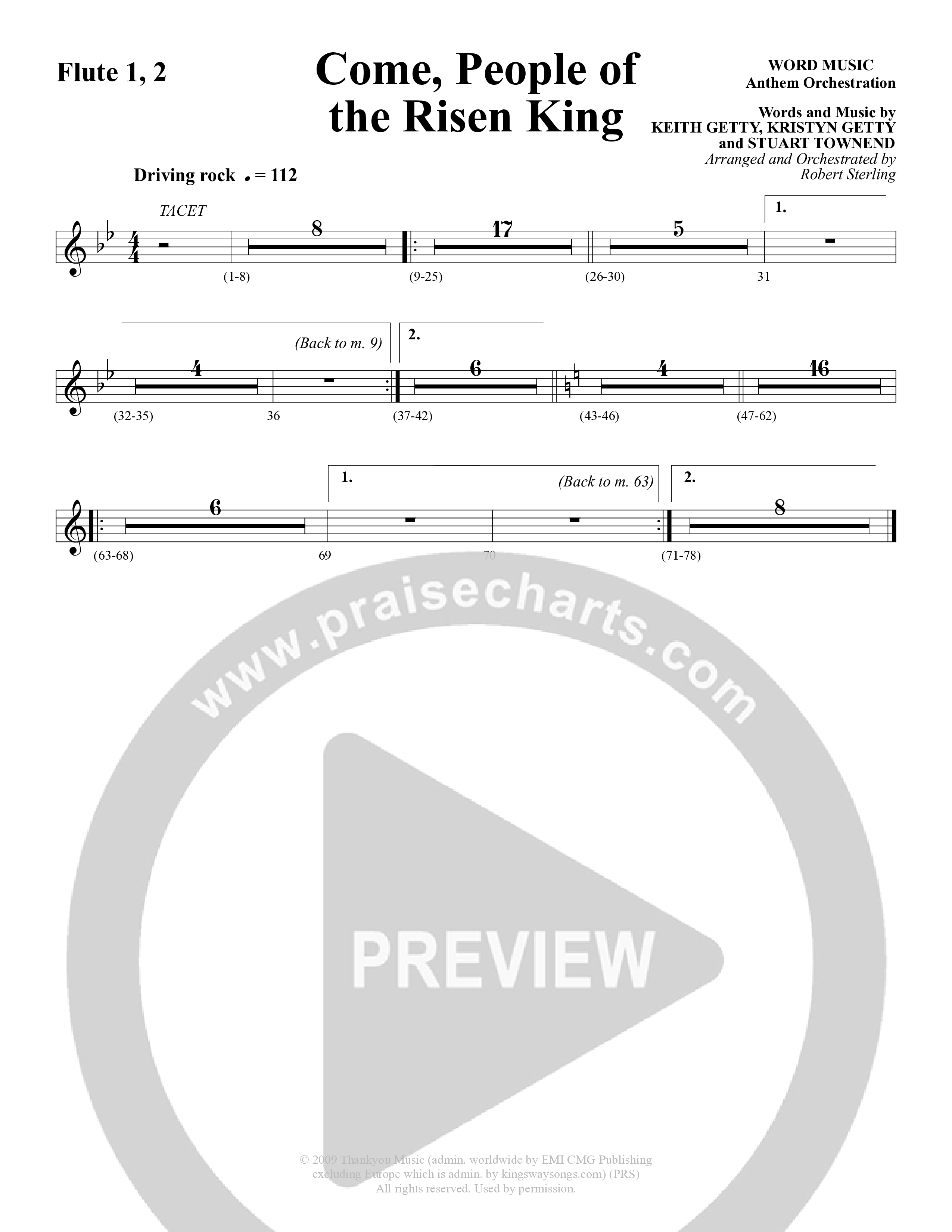 Come People Of The Risen King (Choral Anthem SATB) Flute 1/2 (Word Music Choral / Arr. Robert Sterling)