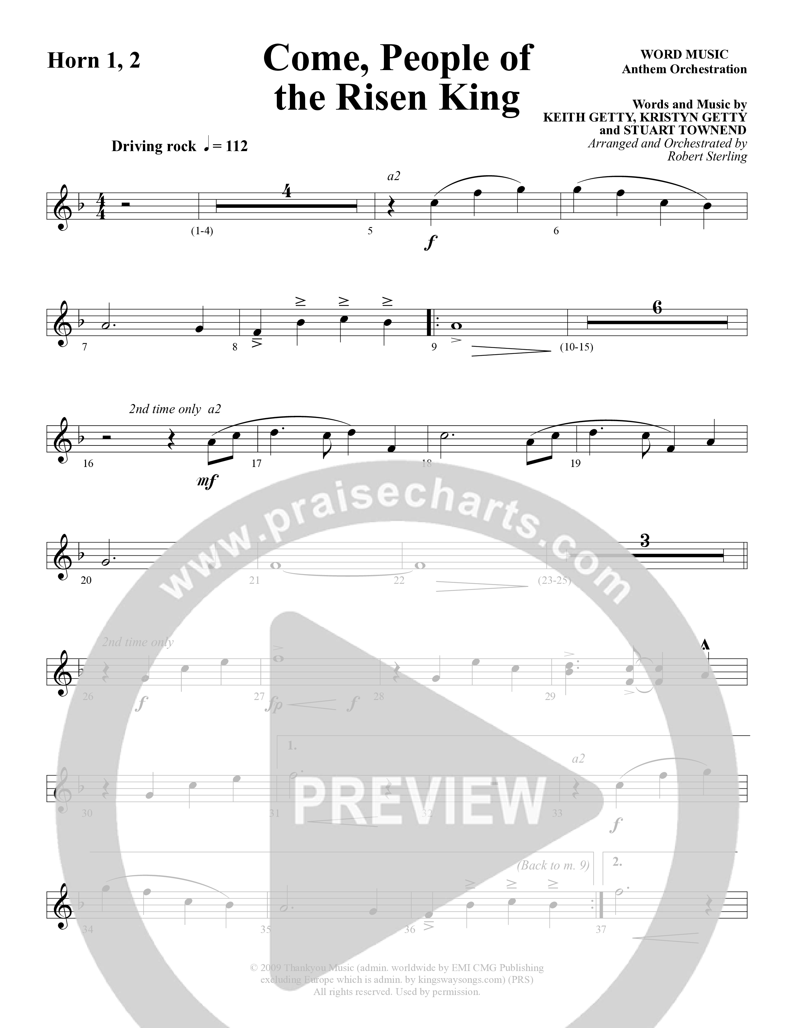 Come People Of The Risen King (Choral Anthem SATB) French Horn 1/2 (Word Music Choral / Arr. Robert Sterling)