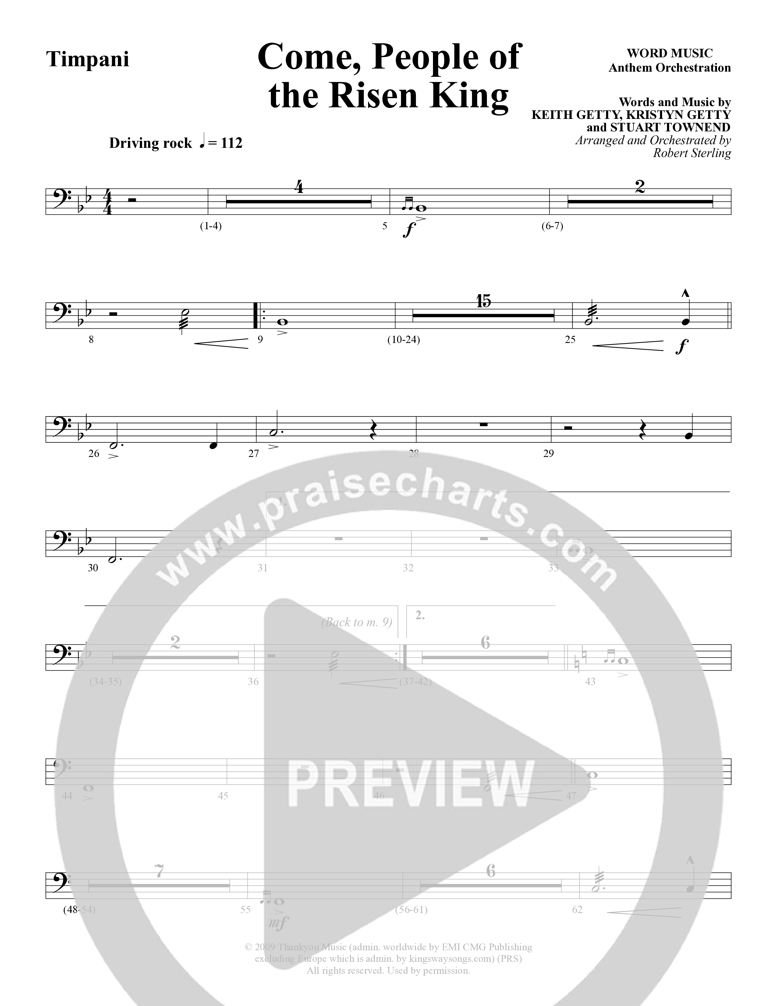 Come People Of The Risen King (Choral Anthem SATB) Percussion (Word Music Choral / Arr. Robert Sterling)
