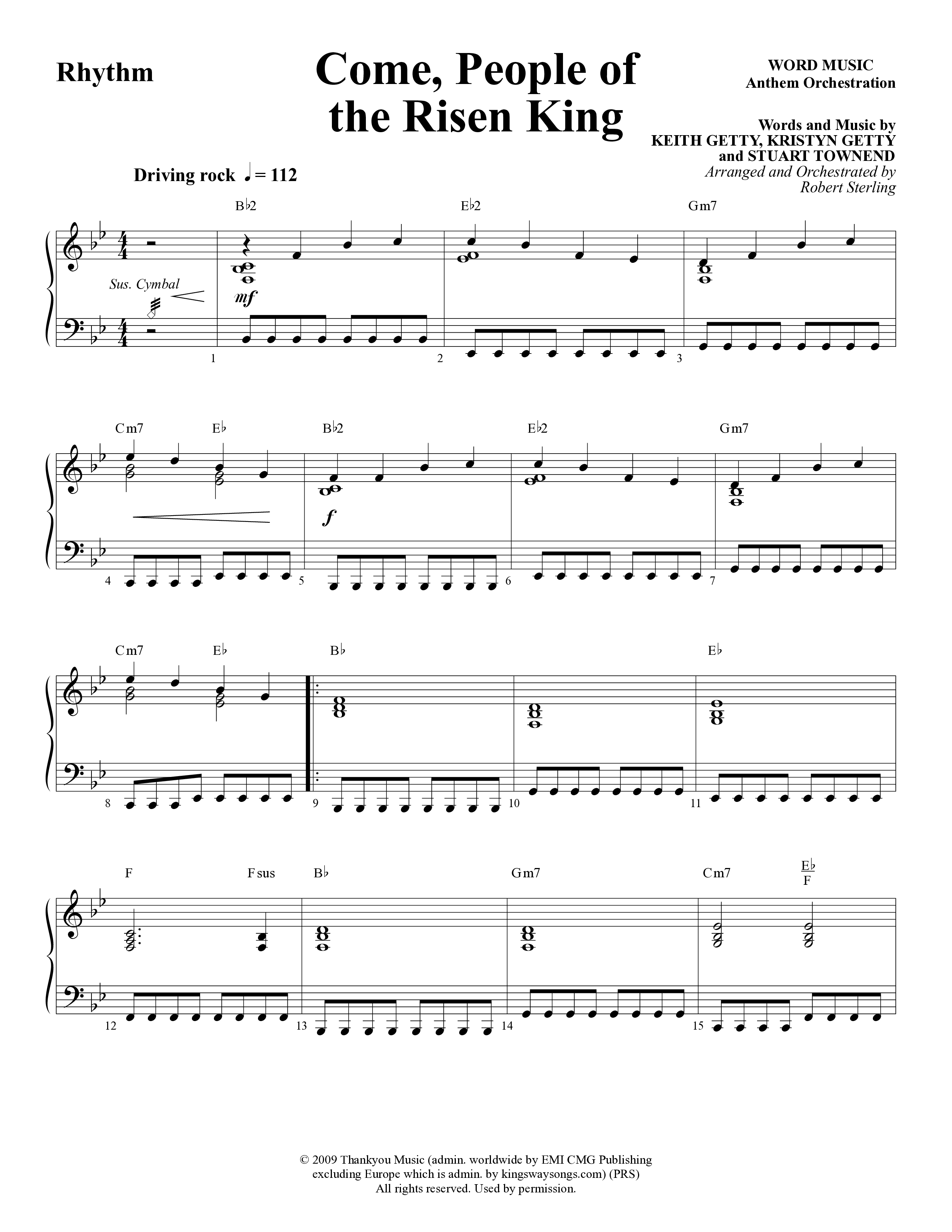 Come People Of The Risen King (Choral Anthem SATB) Rhythm Chart (Word Music Choral / Arr. Robert Sterling)